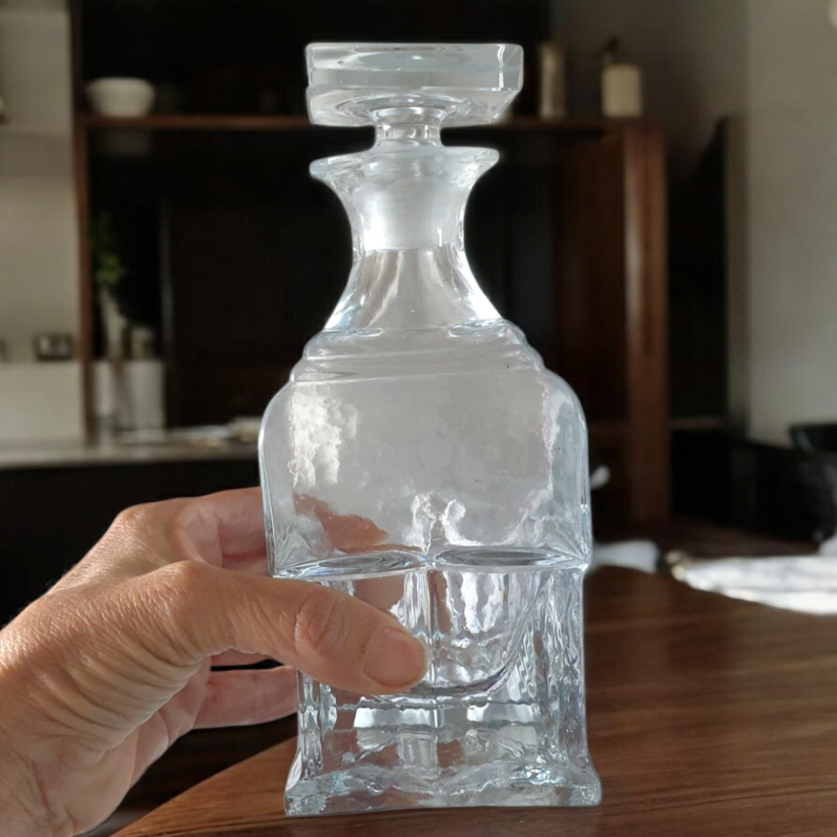 Prachtige Glazen / Kristallen Karaf Strakke Vormen image 6