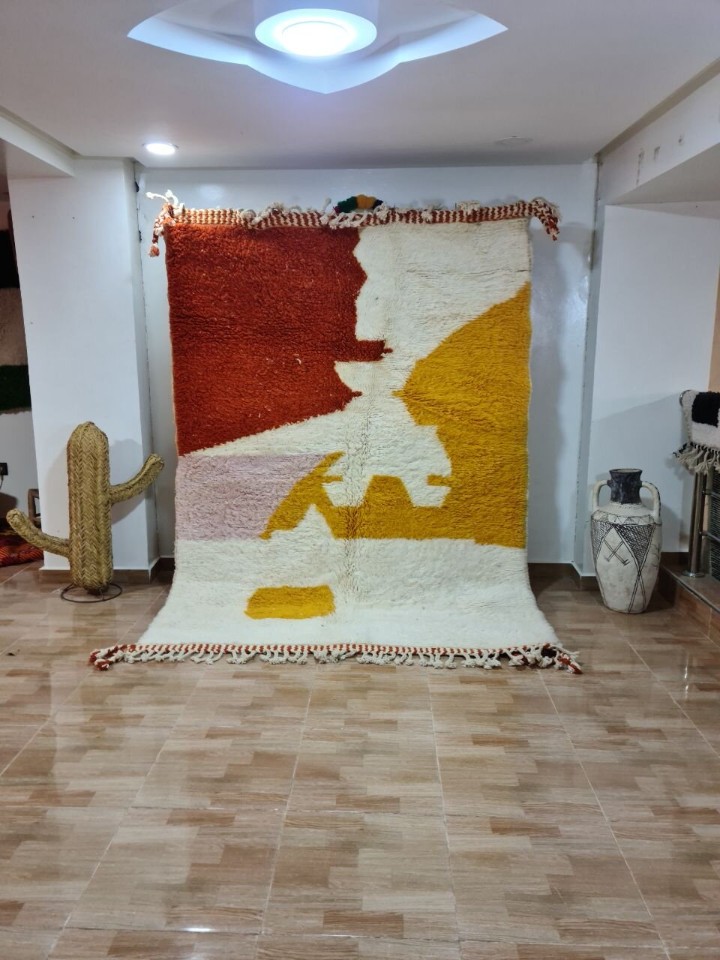 Vibrant Handwoven Moroccan Berber Rug - Abstract Color Block Design (250X150 Cm) image 2