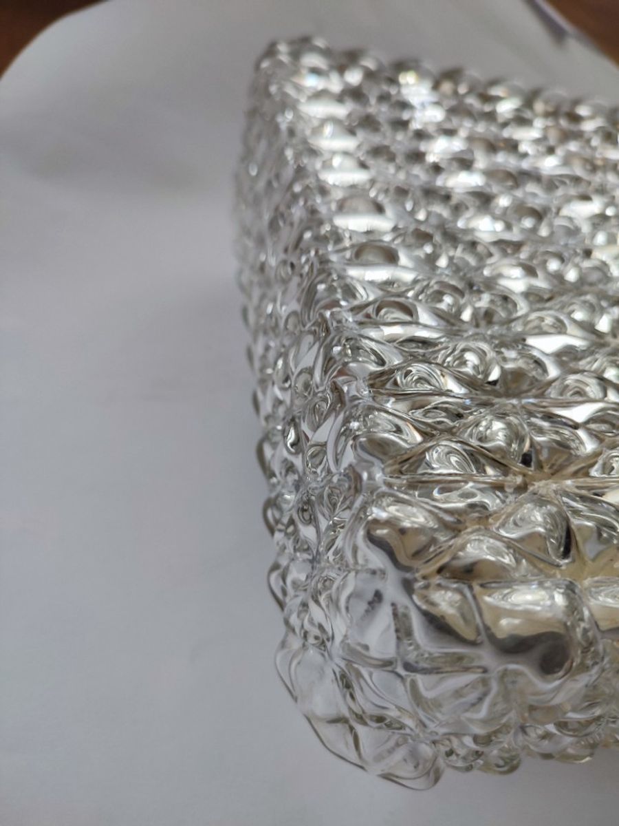 Vintage Guro Jaren '70 Plafondlamp Plafonnière Glas Vierkant image 8