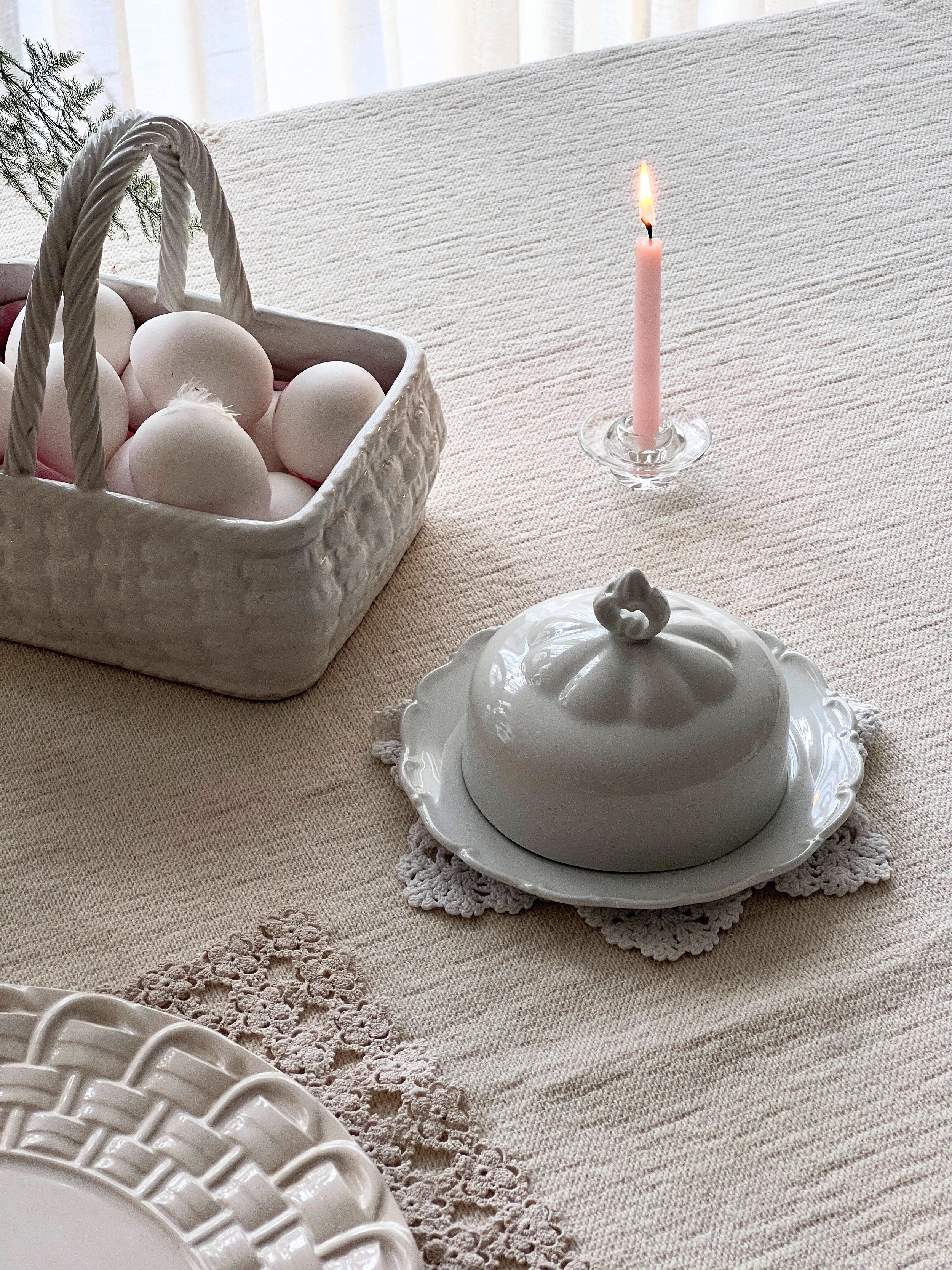 Vintage White Porcelain Butter Dish image 5