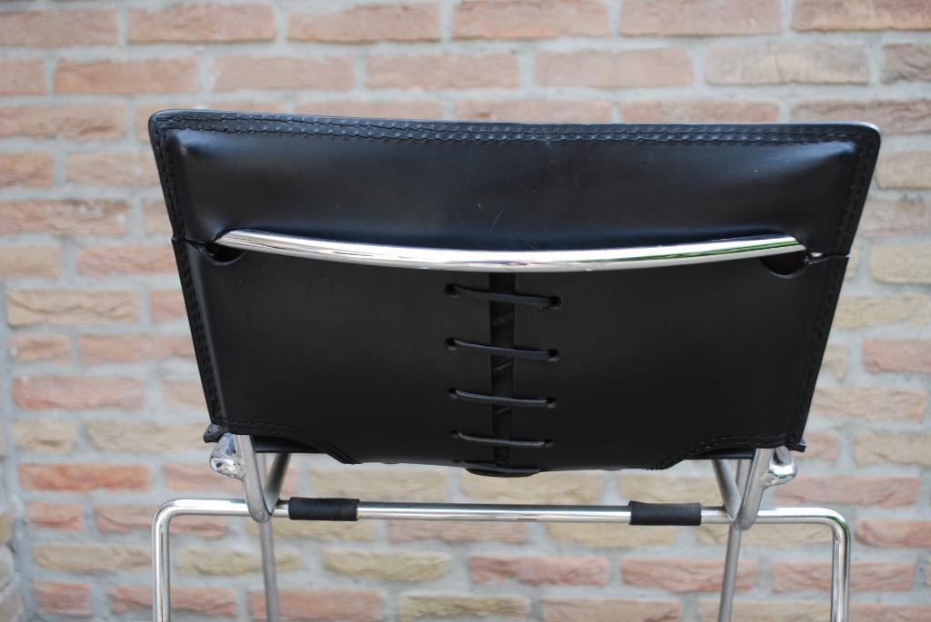 Design Barkruk Chrome En Zwart Leer image 9