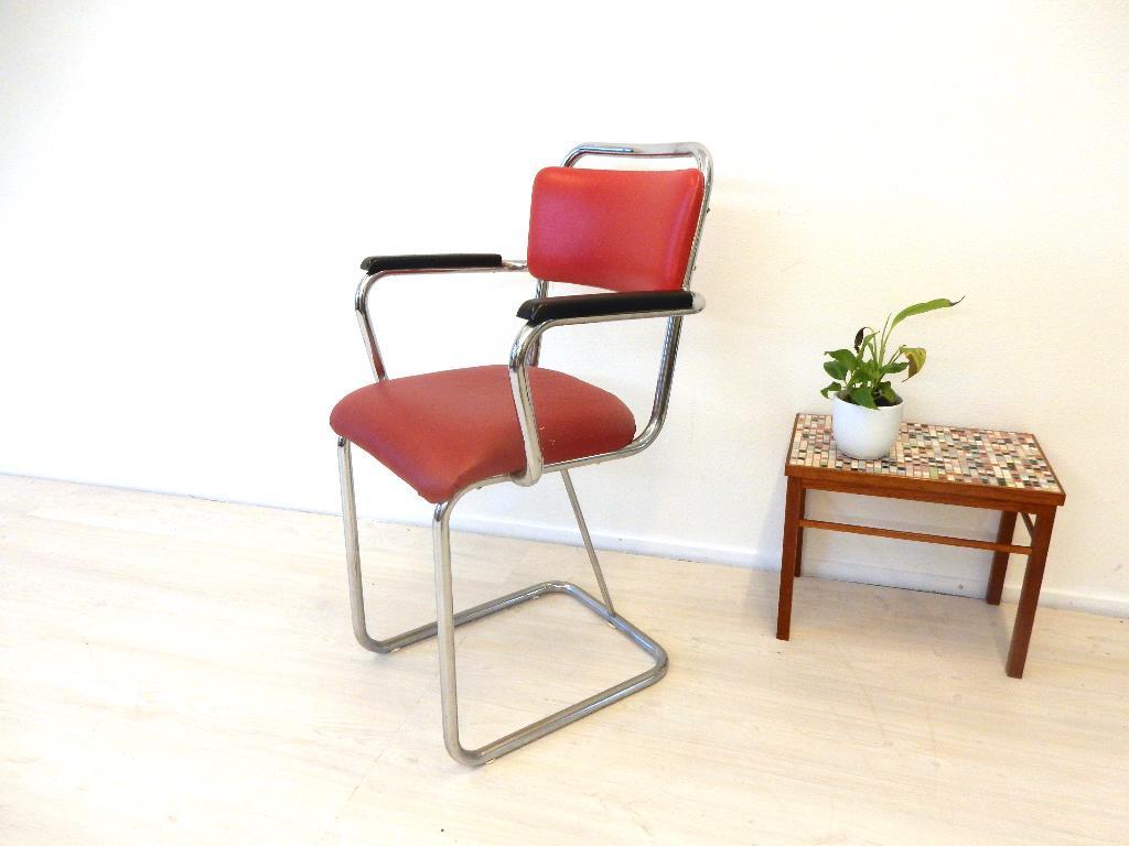 Vintage Stoel Industrieel Gispen Stijl Eetkamerstoel Chroom image 2