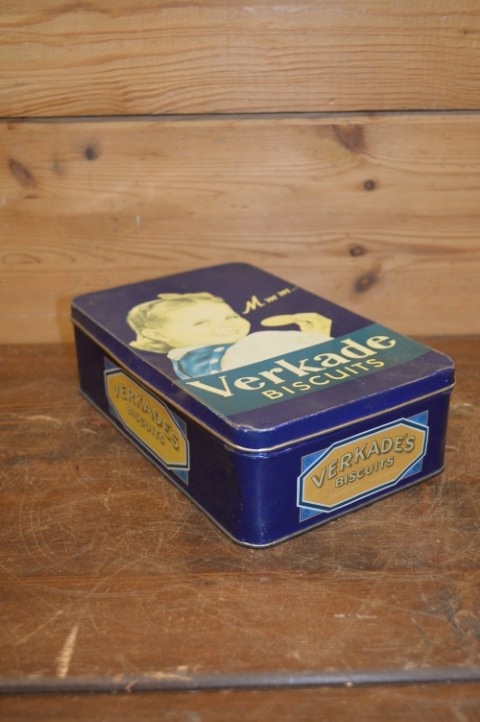 Donkerblauw Verkade Koekblik Met Meisje Met De Strik – Nostalgisch Design image 5