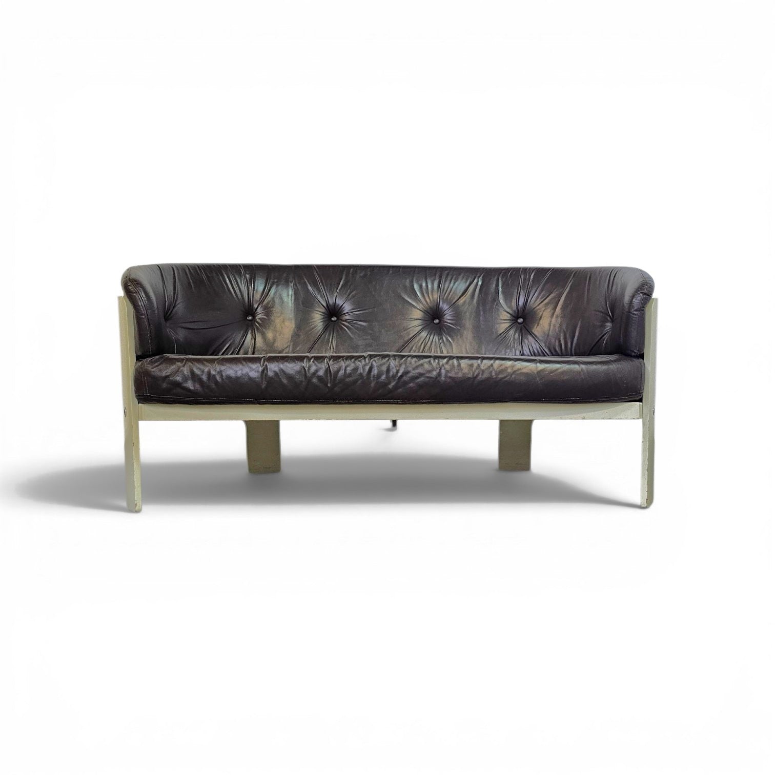 Bz49 Sofa By Hans Ell For 't Spectrum / 1970 / Dark Brown Leather image 7