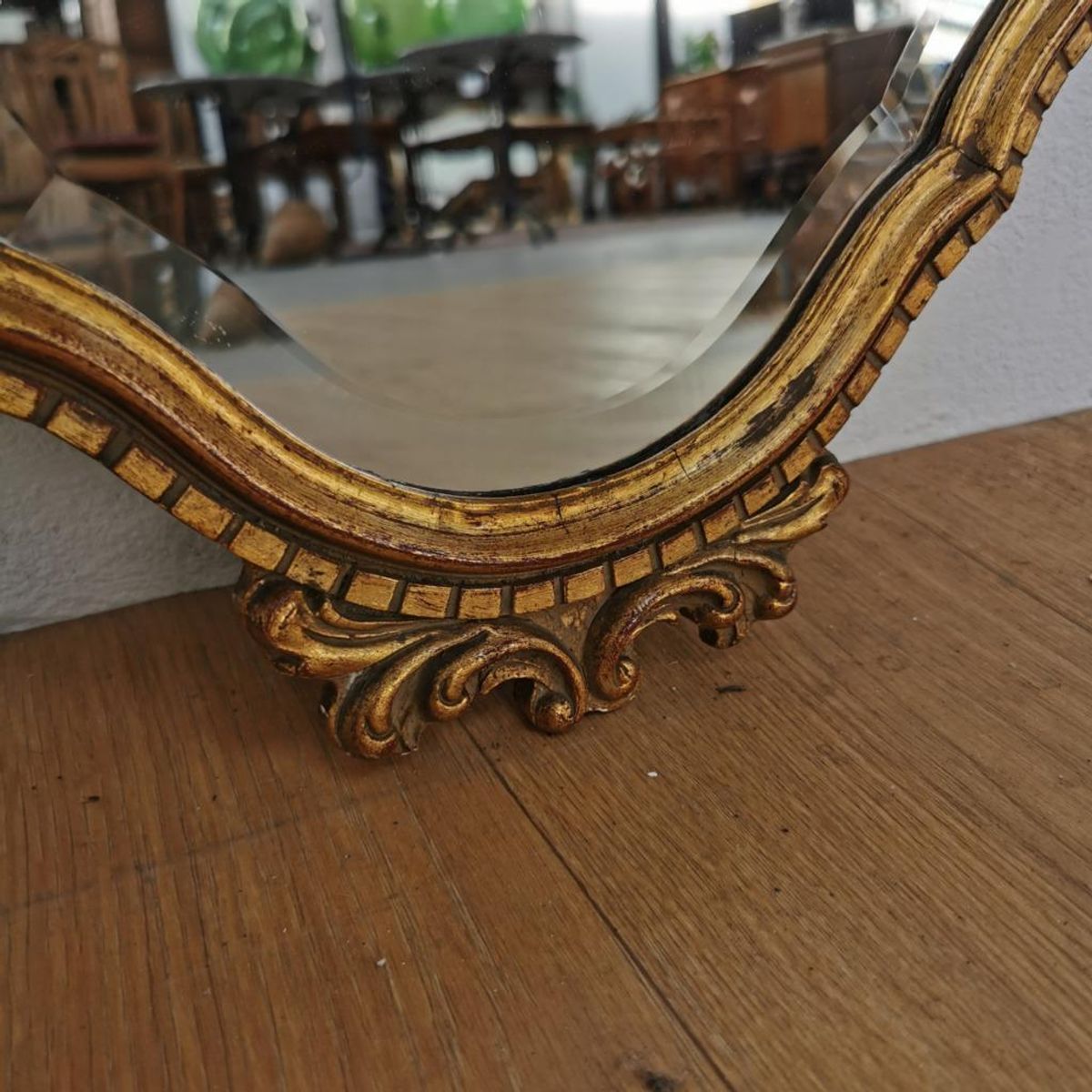 Vintage Goudkleurige Barok Rococo Spiegel Kuifspiegel Schouwspiegel 119 image 16