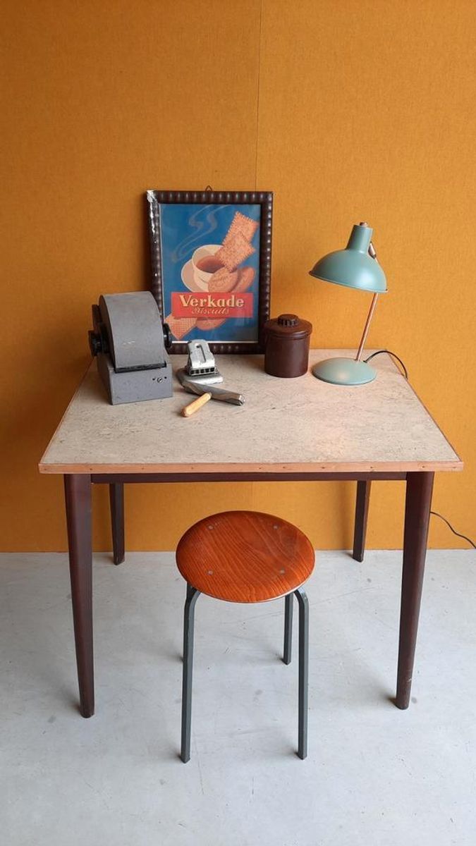 Vintage Kruk Met Patchwork Lederen Bekleding, Rond Krukje image 17