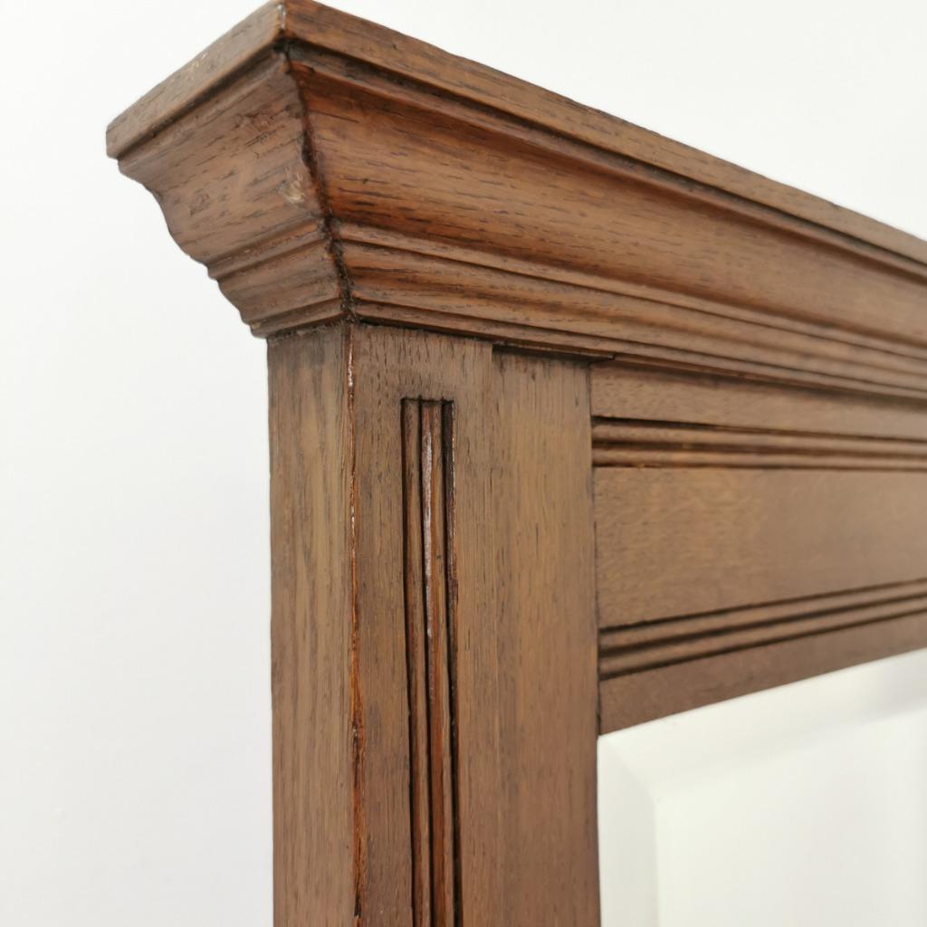 Antiek, Landelijke Houten Schouwspiegel, Facet Spiegel image 9