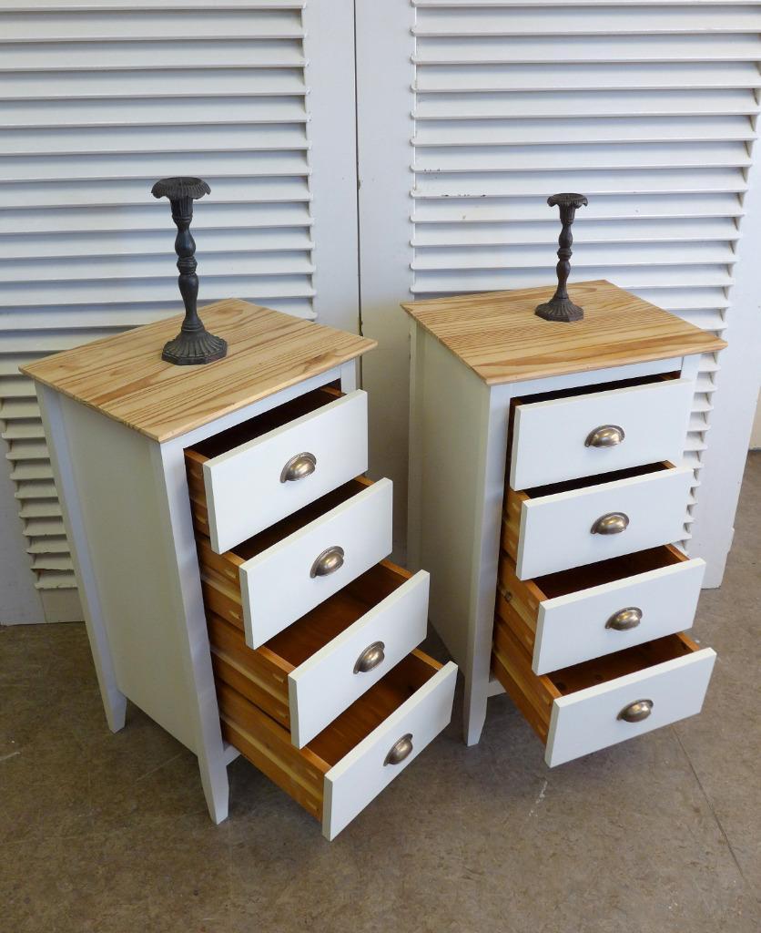 Mooi Set Van 2 Grote Witte Landelijke Lade Nachtkastjes image 6