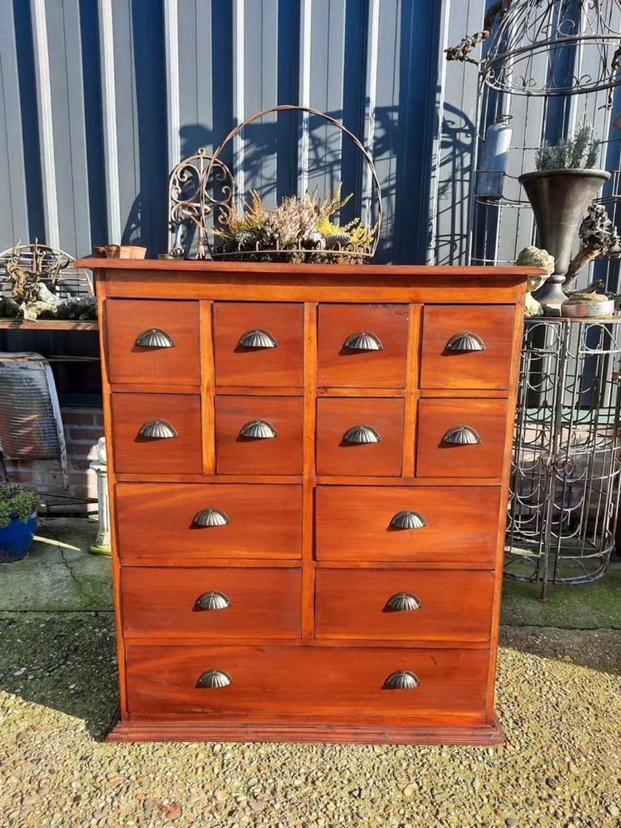 Teakhouten Ladenkast Apothekerskast image 1