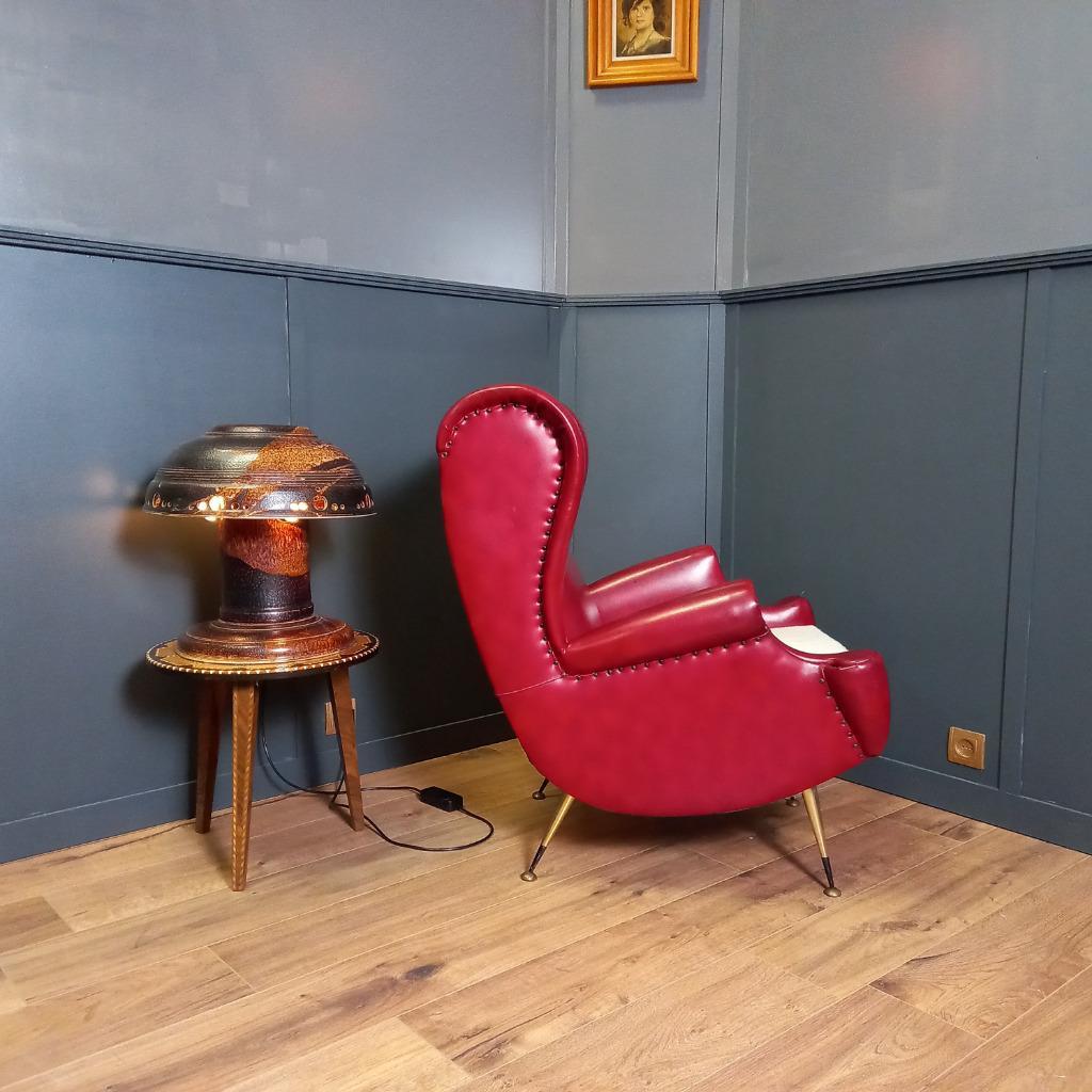 Rode Italiaanse Vintage Designfauteuil image 7