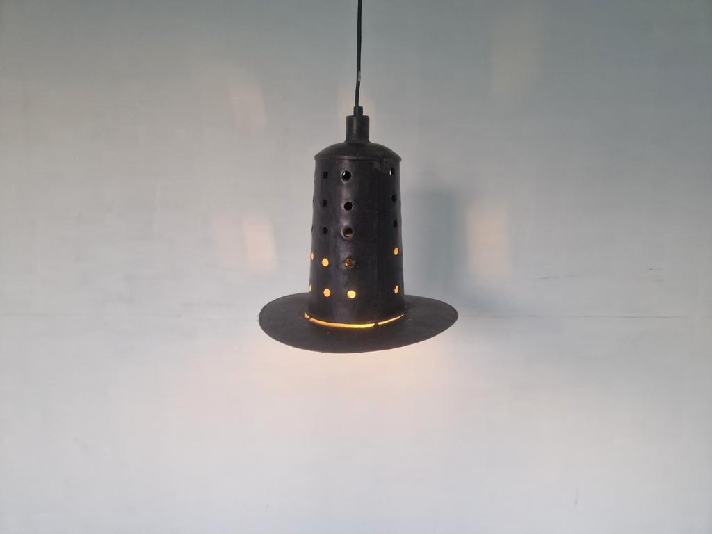 Vintage Metalen Brutalist Hanglamp image 4