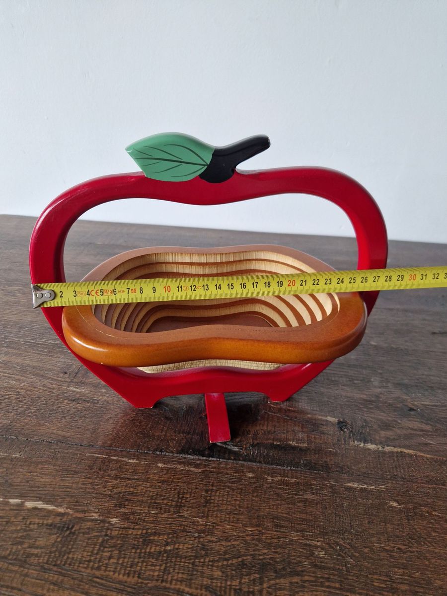 Vintage Houten Schaal Appel Vorm image 5
