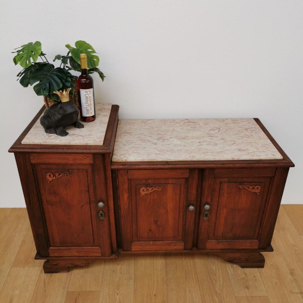 Vintage Tv Meubel, Dressoir Sideboard Met Marmer Blad 712 image 2