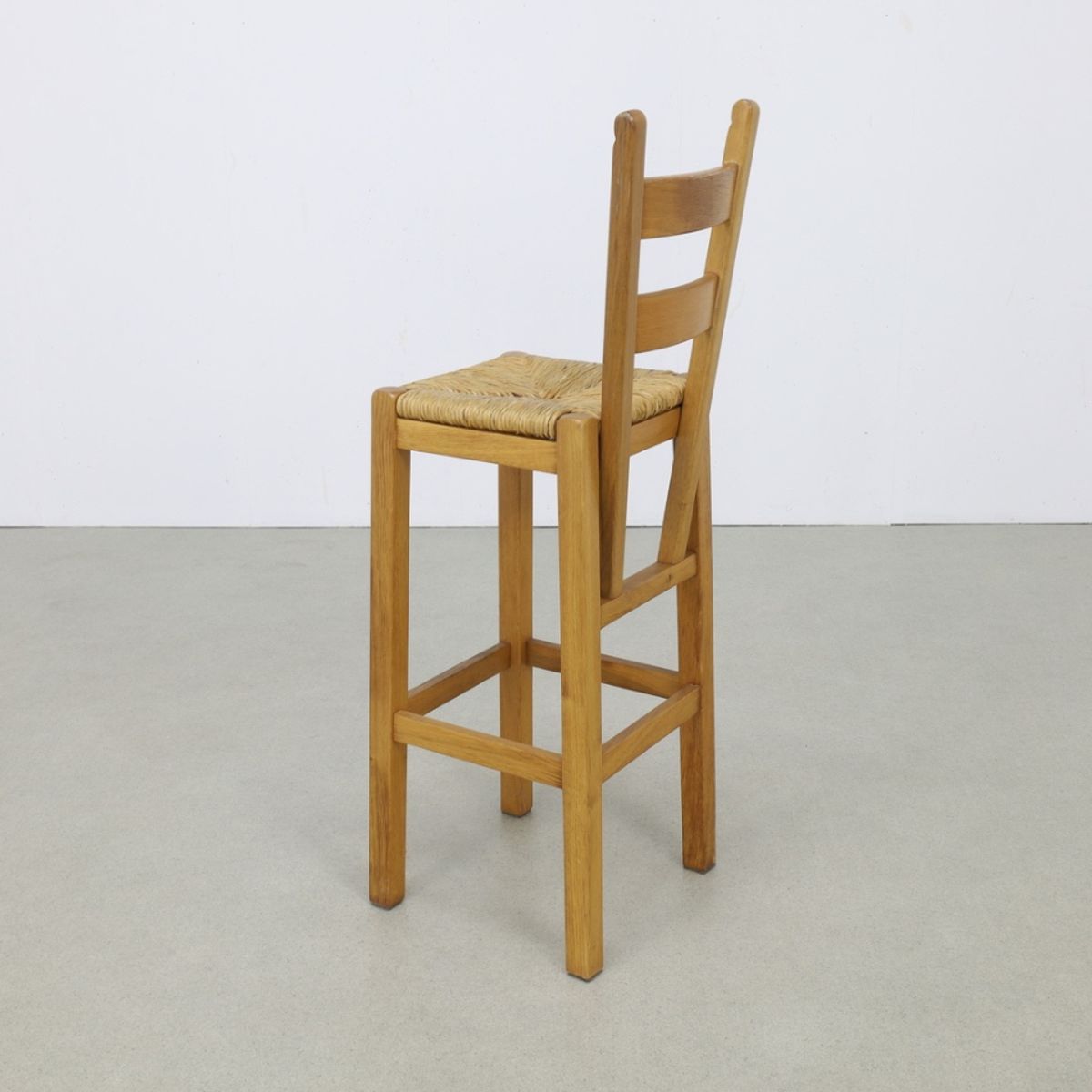 4x Vintage Barkruk Hout & Riet, 1970s image 7