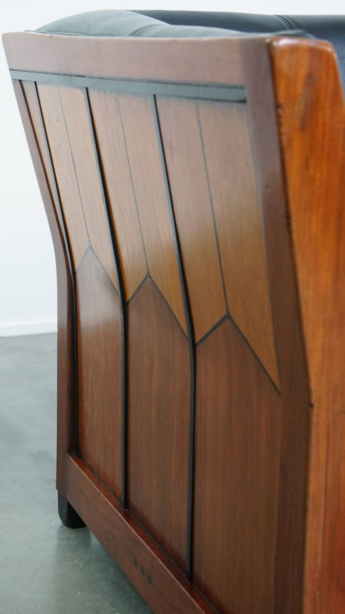 Art Deco Schuitema 2,5-zits Lederen Design Bank Uit De Decoforma Serie Met Uniek Houtwerk image 12