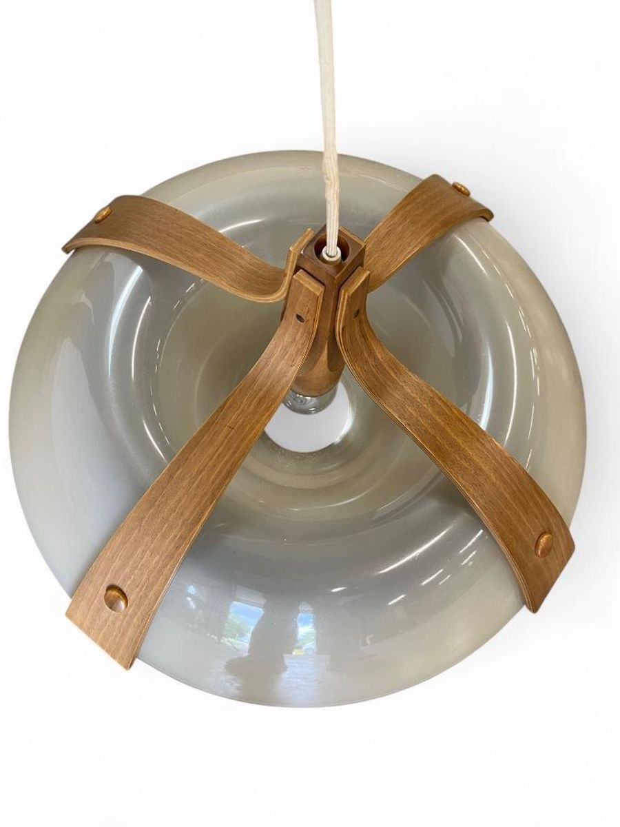 Vintage Hanglamp Met Hout Acccent Temde Leuchten Model 328 image 4