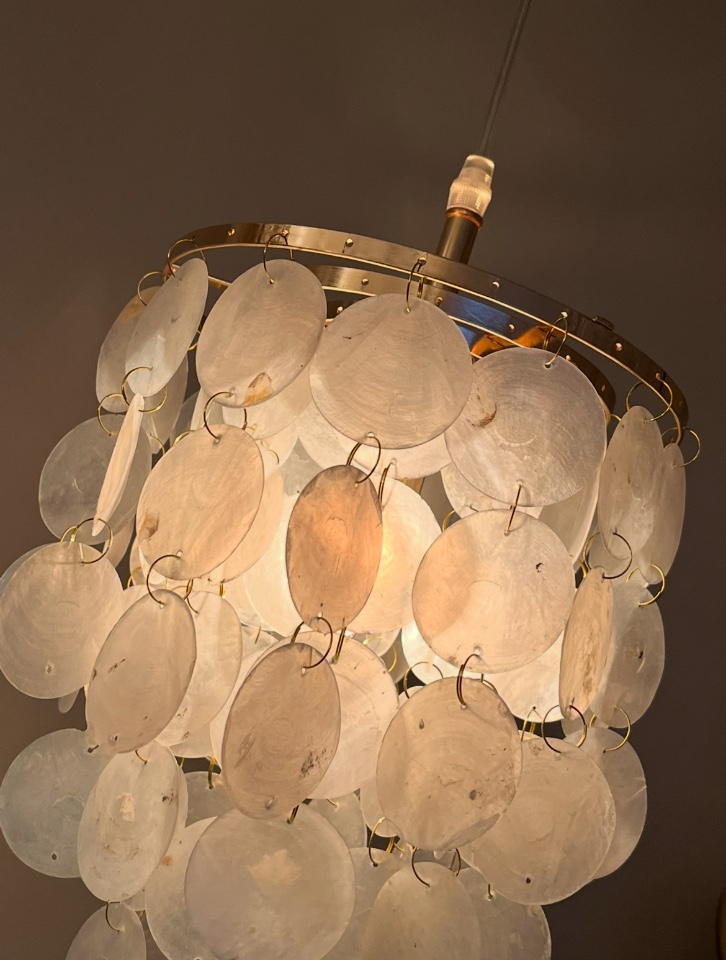 Opaline Capiz Parelmoer Goud Frame Schelp Hanglampen Meerdere Beschikbaar image 9
