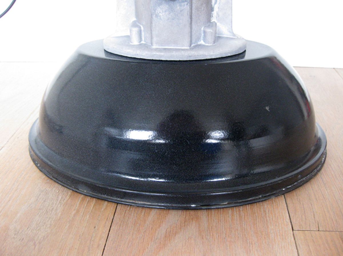 Vintage Zwart Emaille Frans Industriële Lamp image 7