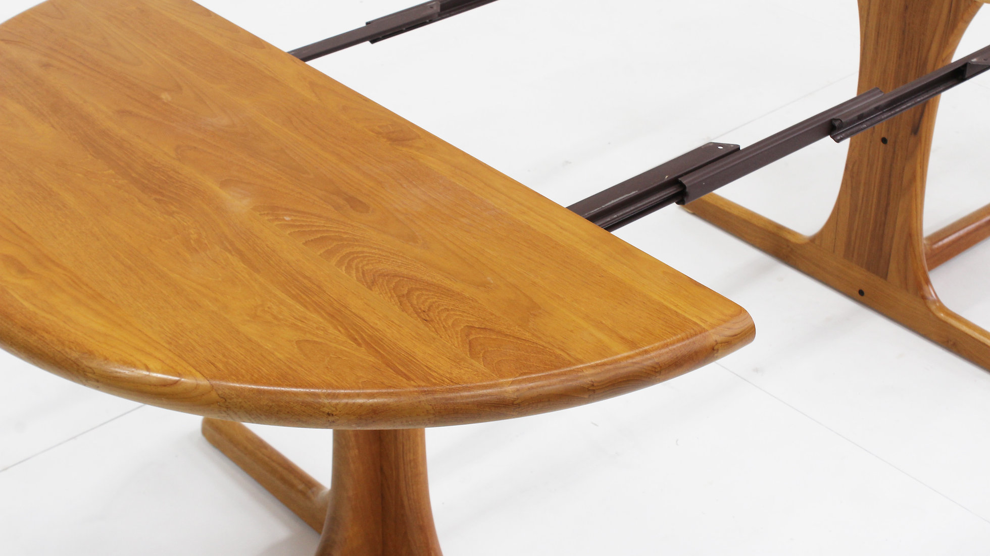 Vintage Deense Ronde Uitschuifbare Eettafel Tafel Massief Teak image 5