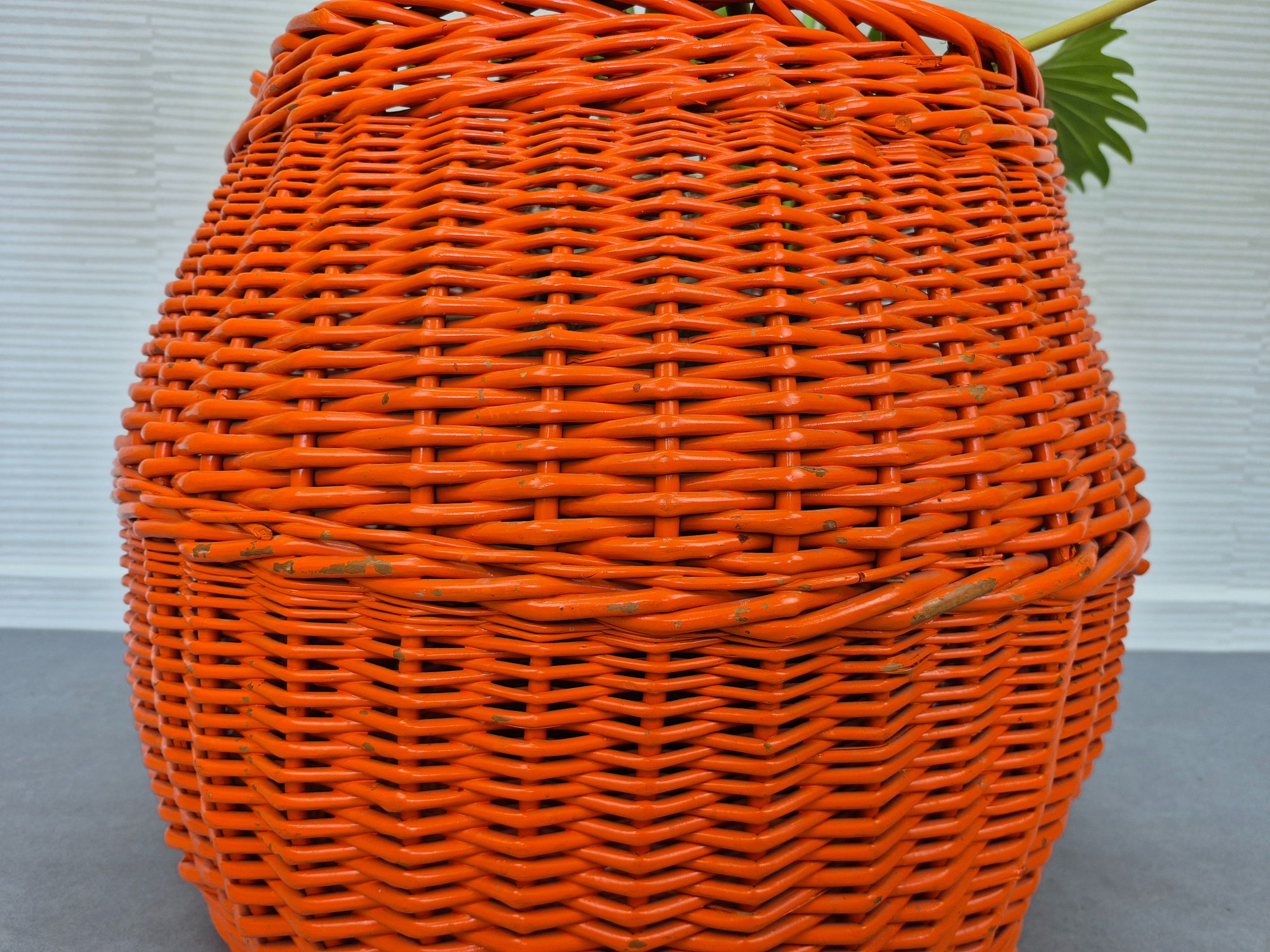 Xxl Oranje Rotan Mand. Vintage Ronde Rieten Opbergmand Etc. image 2