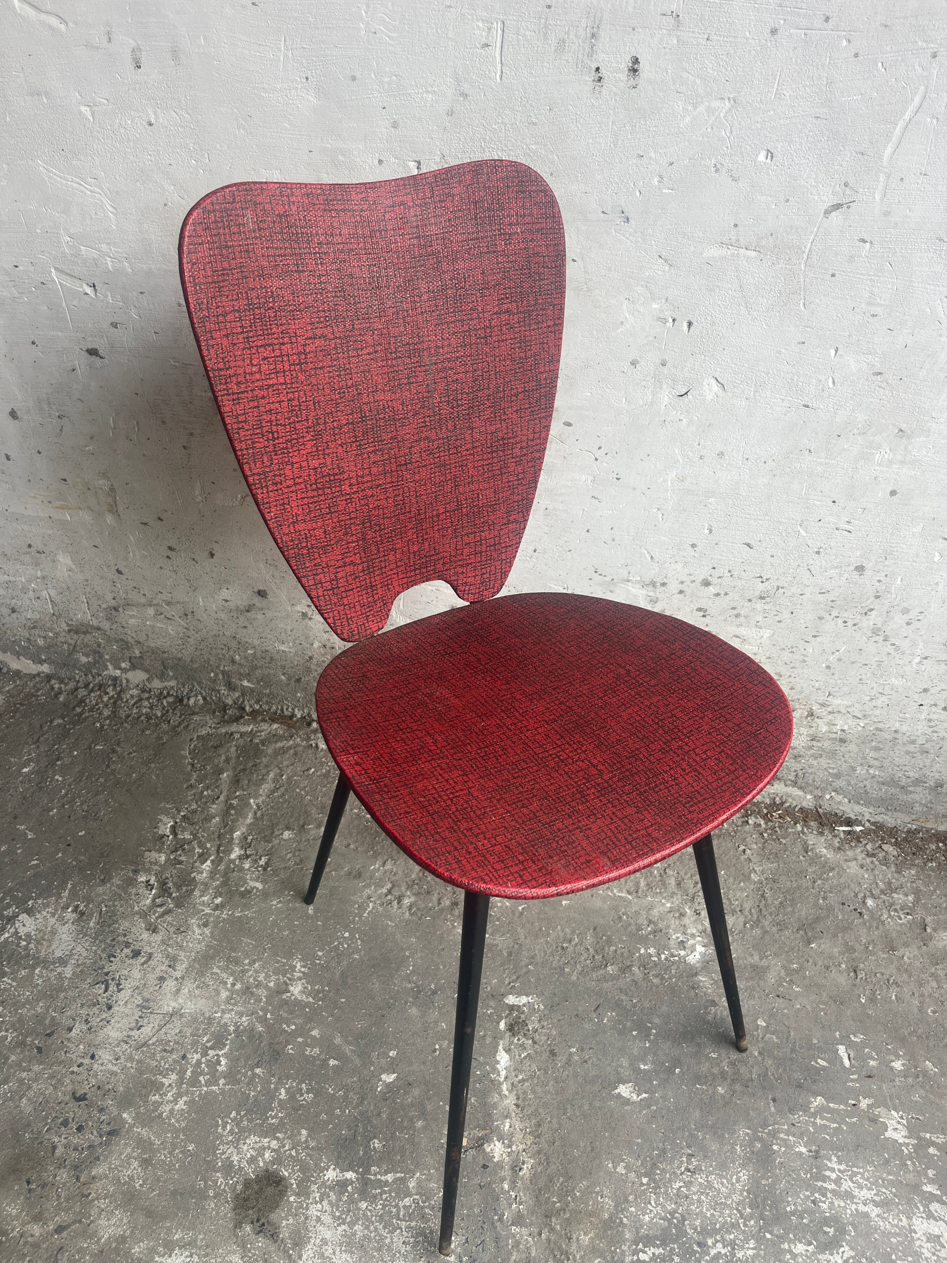 Pair Of Mid-century Red Dining Chairs image 3