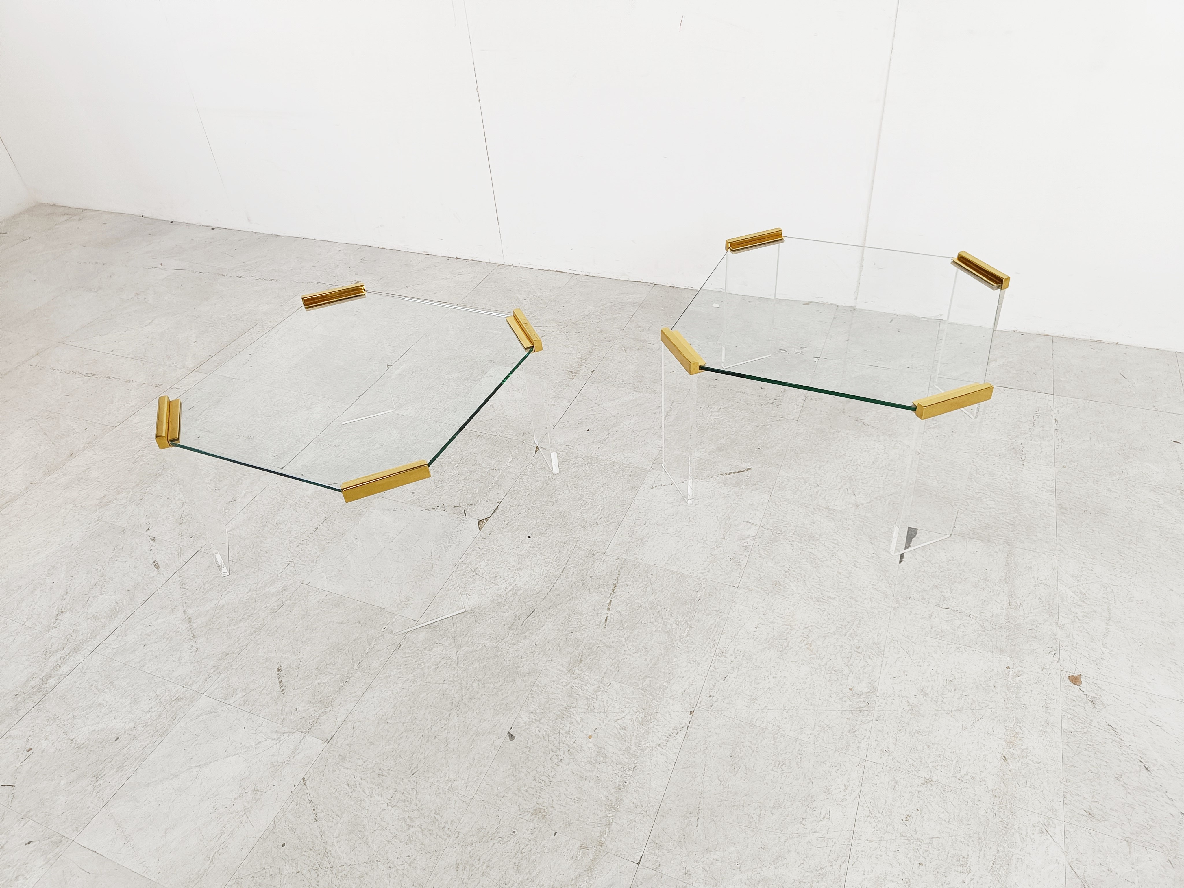 Lucite And Brass Coffee Or Side Tables, 1970s image 6