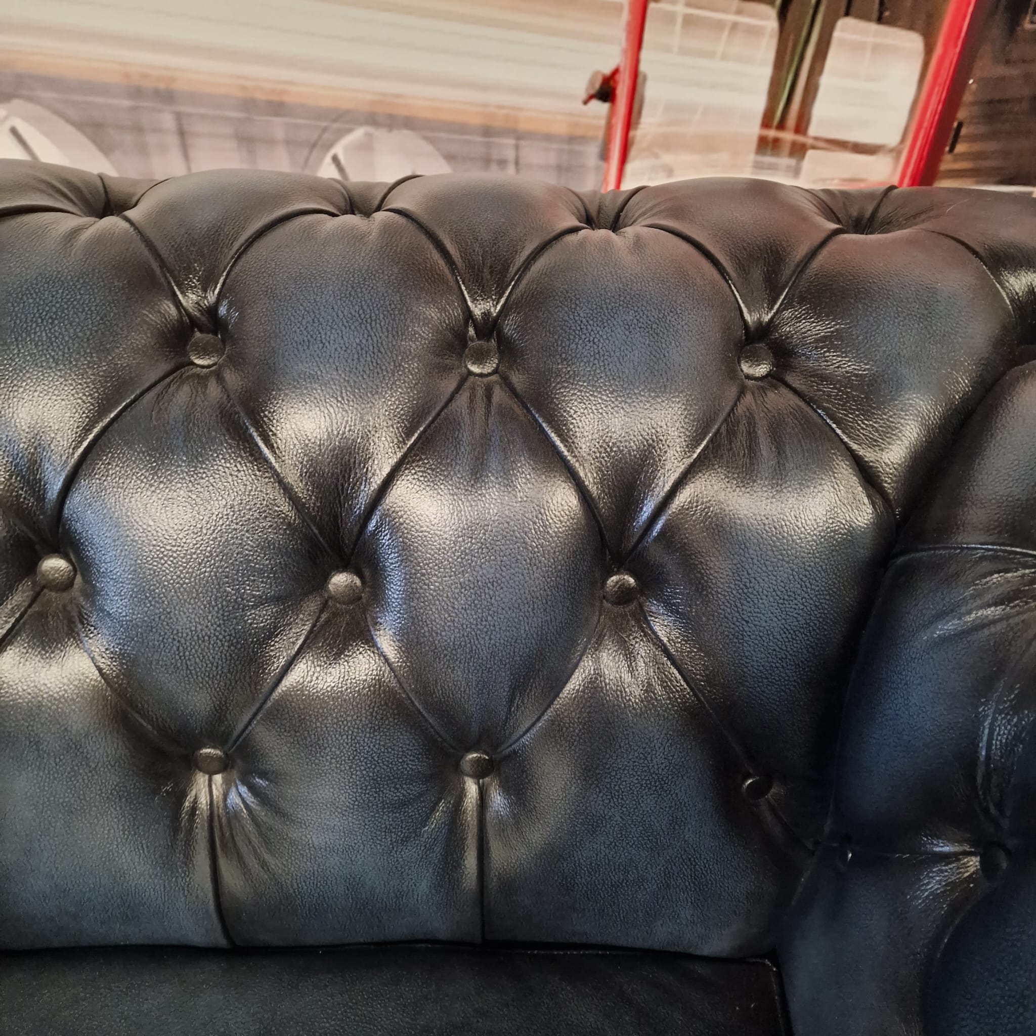 Chesterfield Brighton Antiek Blauw 6-zits Bank Leer image 8