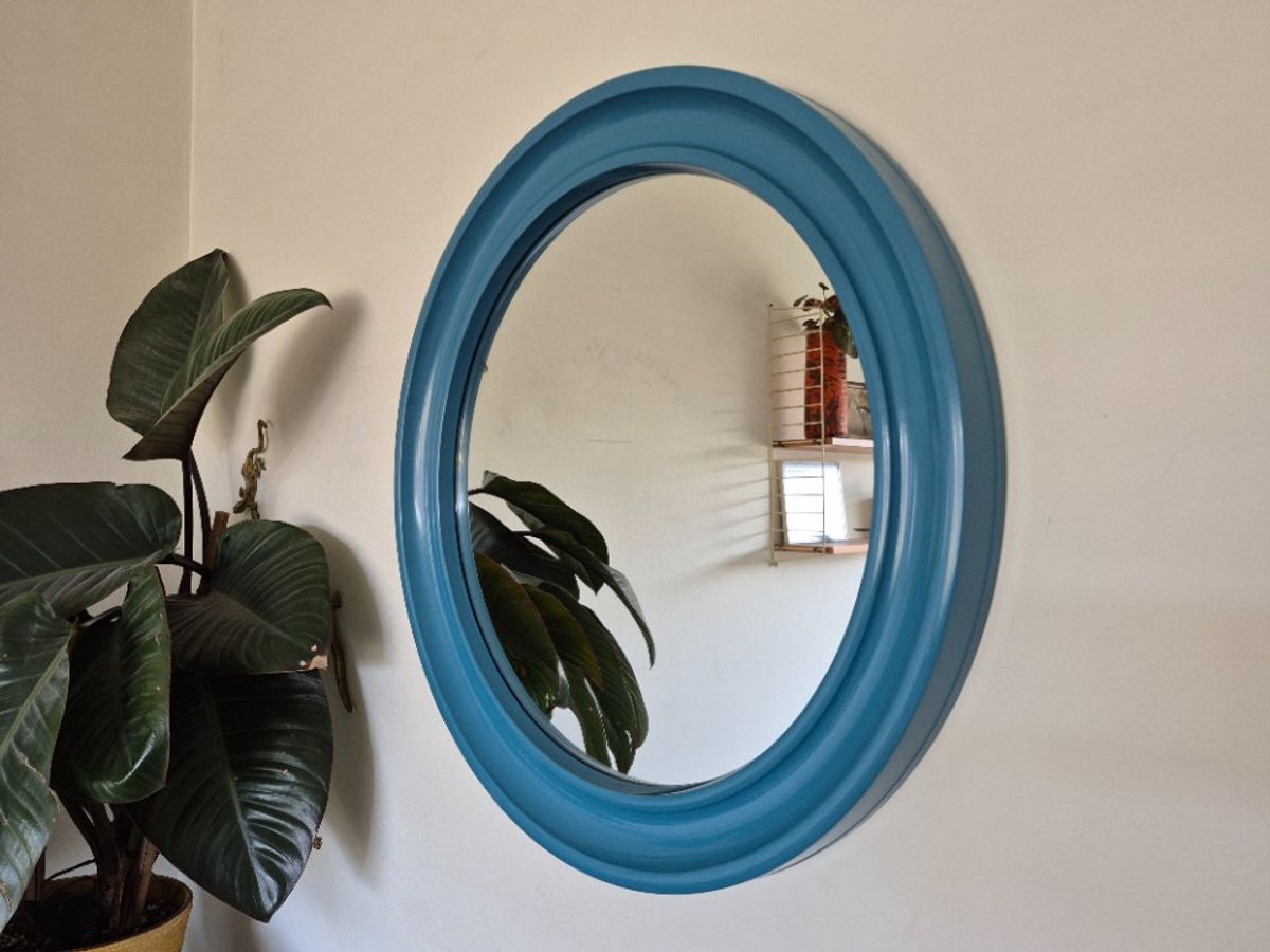 Carrara & Matta Spiegel. Vintage Xl Ronde Spiegel Blauw. image 2