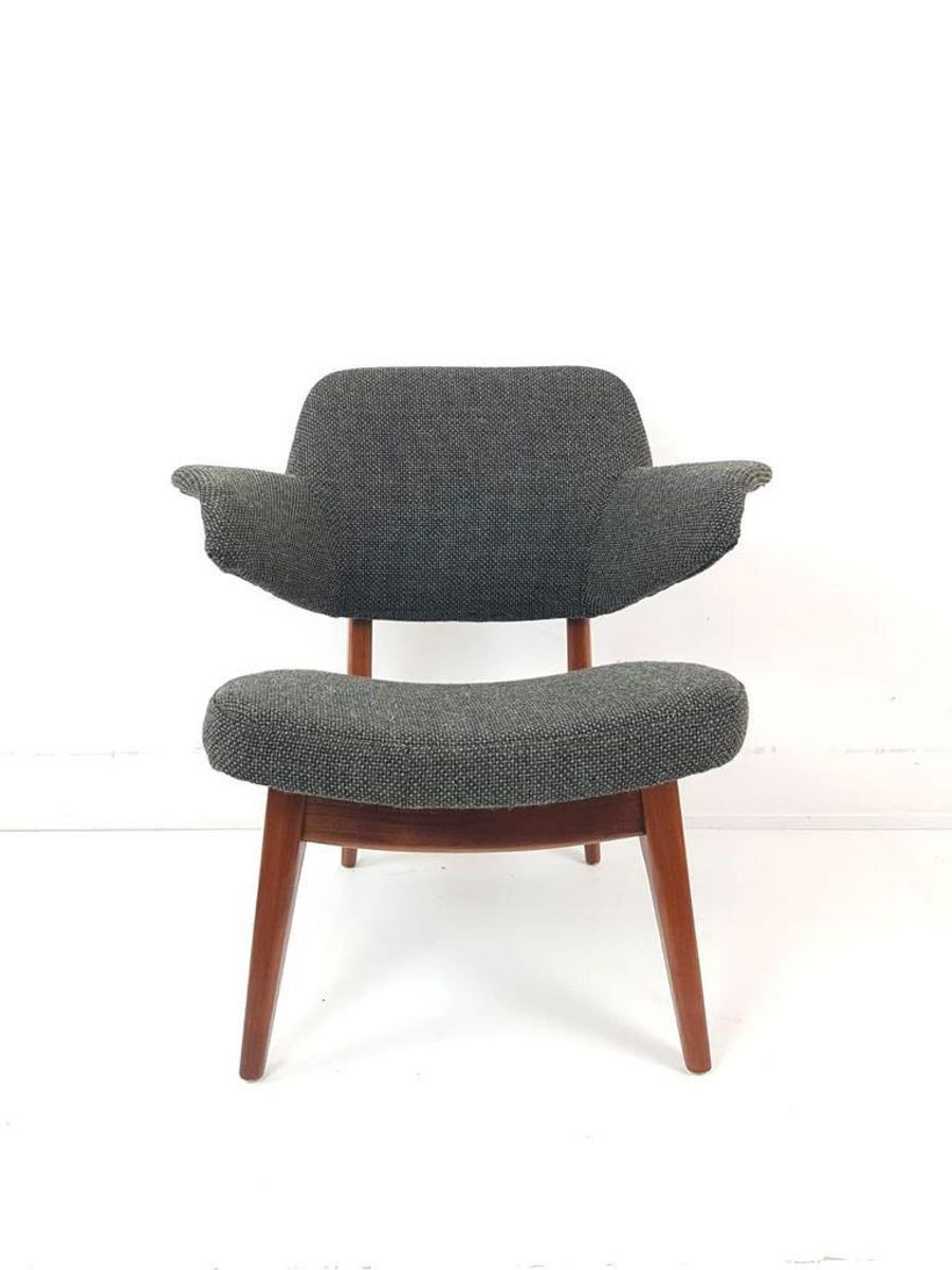 Vintage Louis van Teeffelen Fauteuil Webe Groen Wol De Ploeg image 3