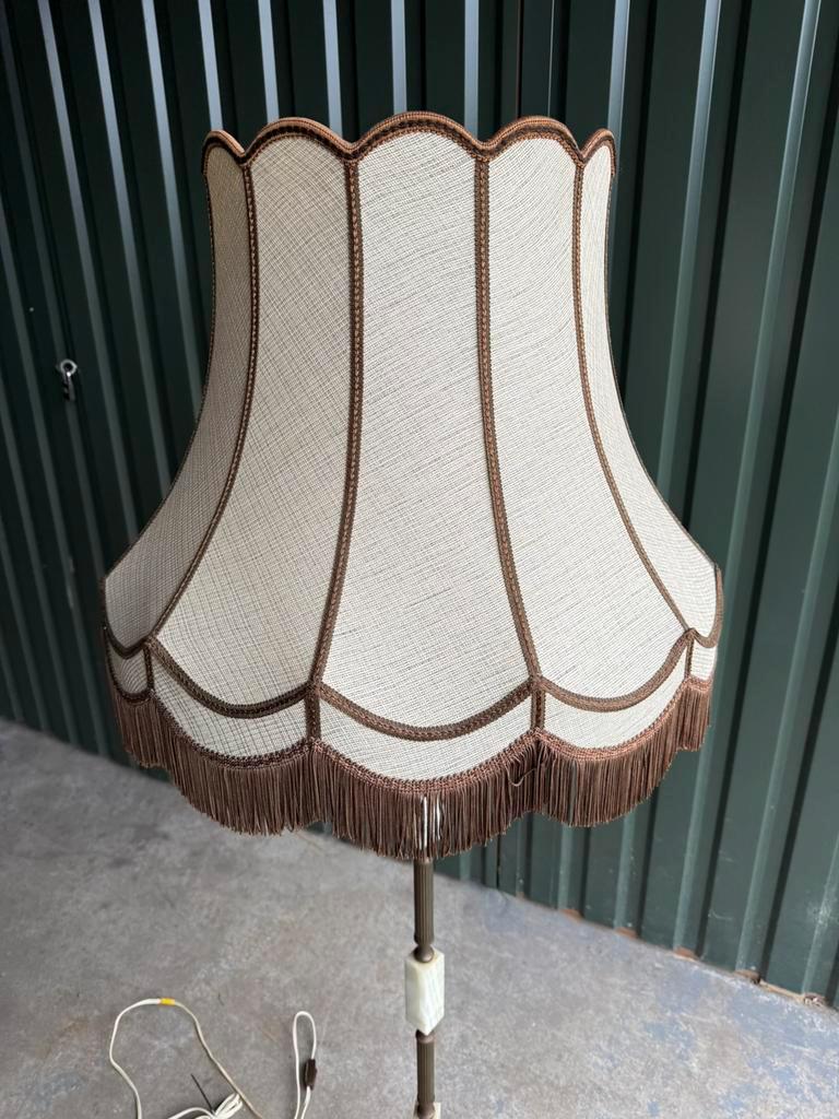 Brocante Staande Lamp, Onyx Marmer Messing image 3