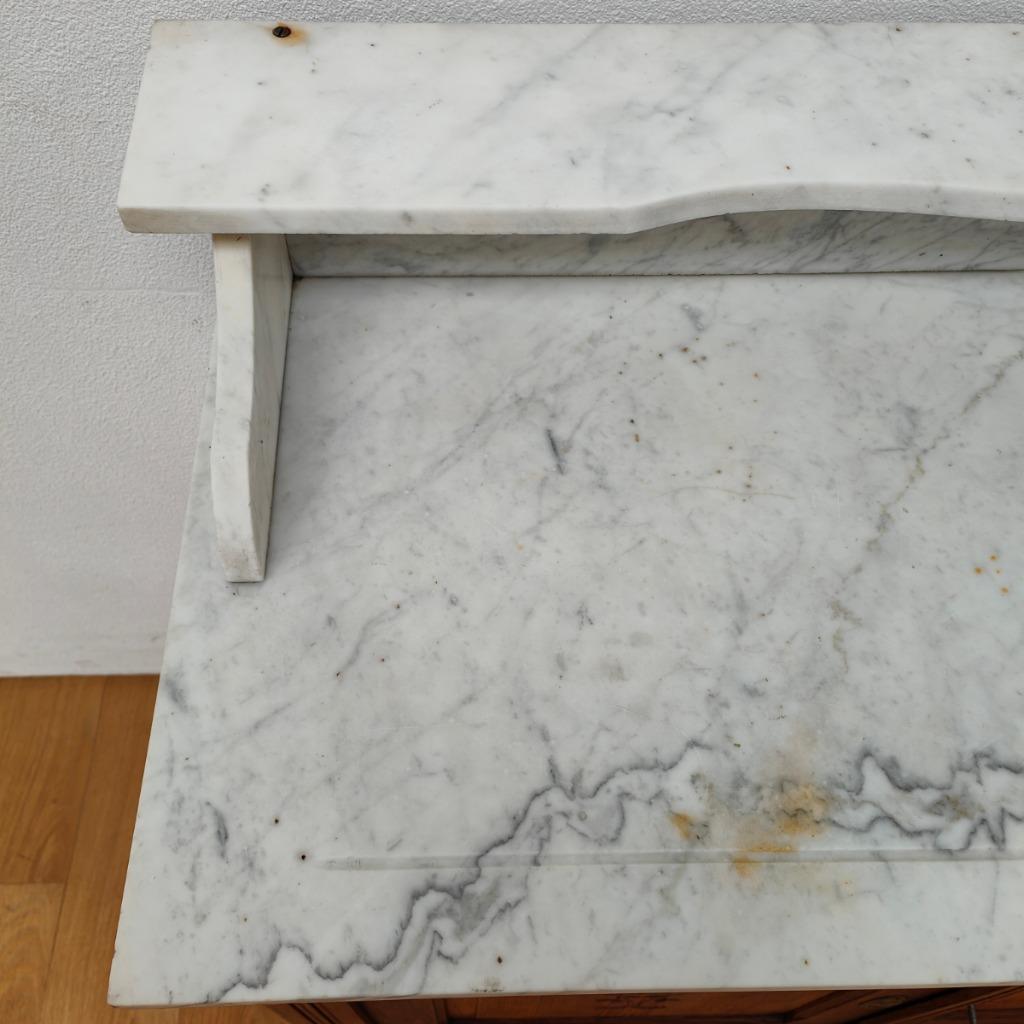 Vintage Antiek Dressoir Commode Ladekast Badkamermeubel Met Marmer Blad 701 image 11