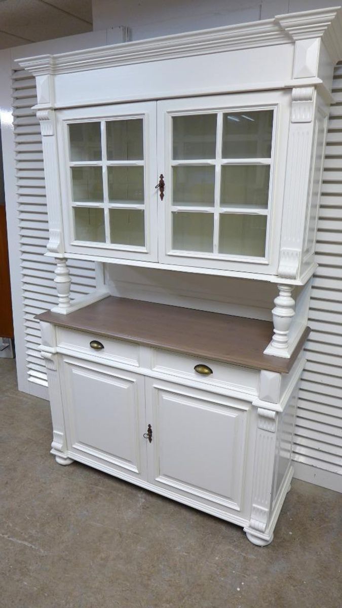 Prachtige Witte Landelijke Vitrine Buffetkast image 11