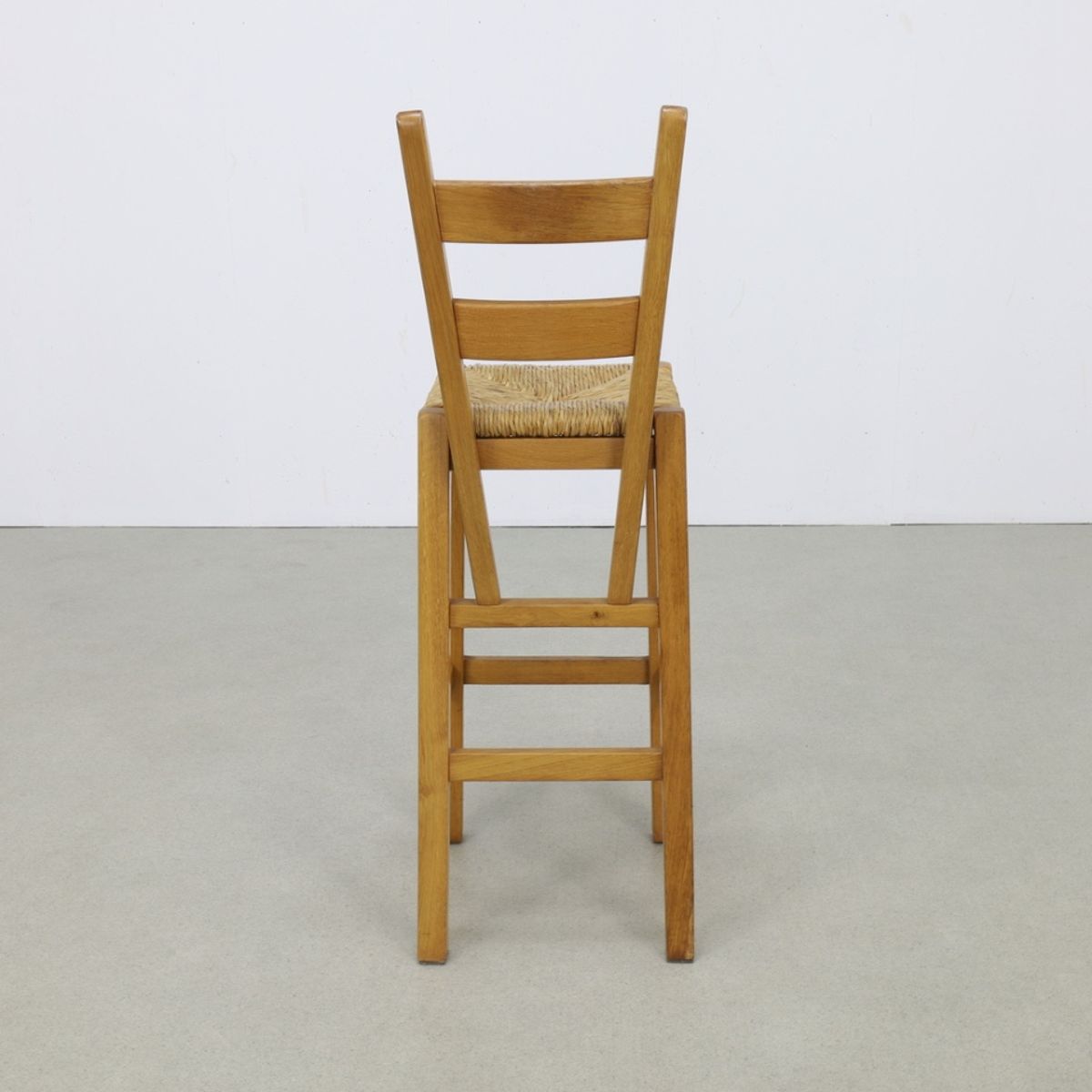 4x Vintage Barkruk Hout & Riet, 1970s image 4