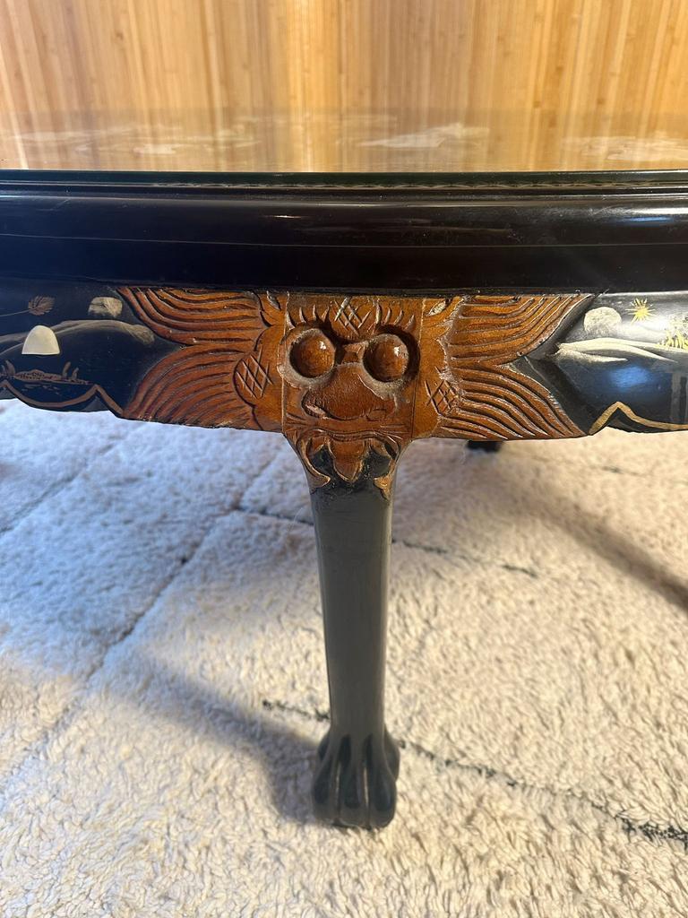 Chinese Salontafel Met Hout Snijwerk (Inclusief 6 Krukken) image 6