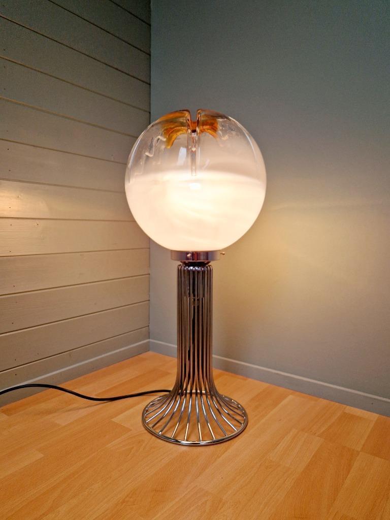 Mazzega Vloerlamp In Verchroomd Metaal En Glas, Jaren 60-70 image 7