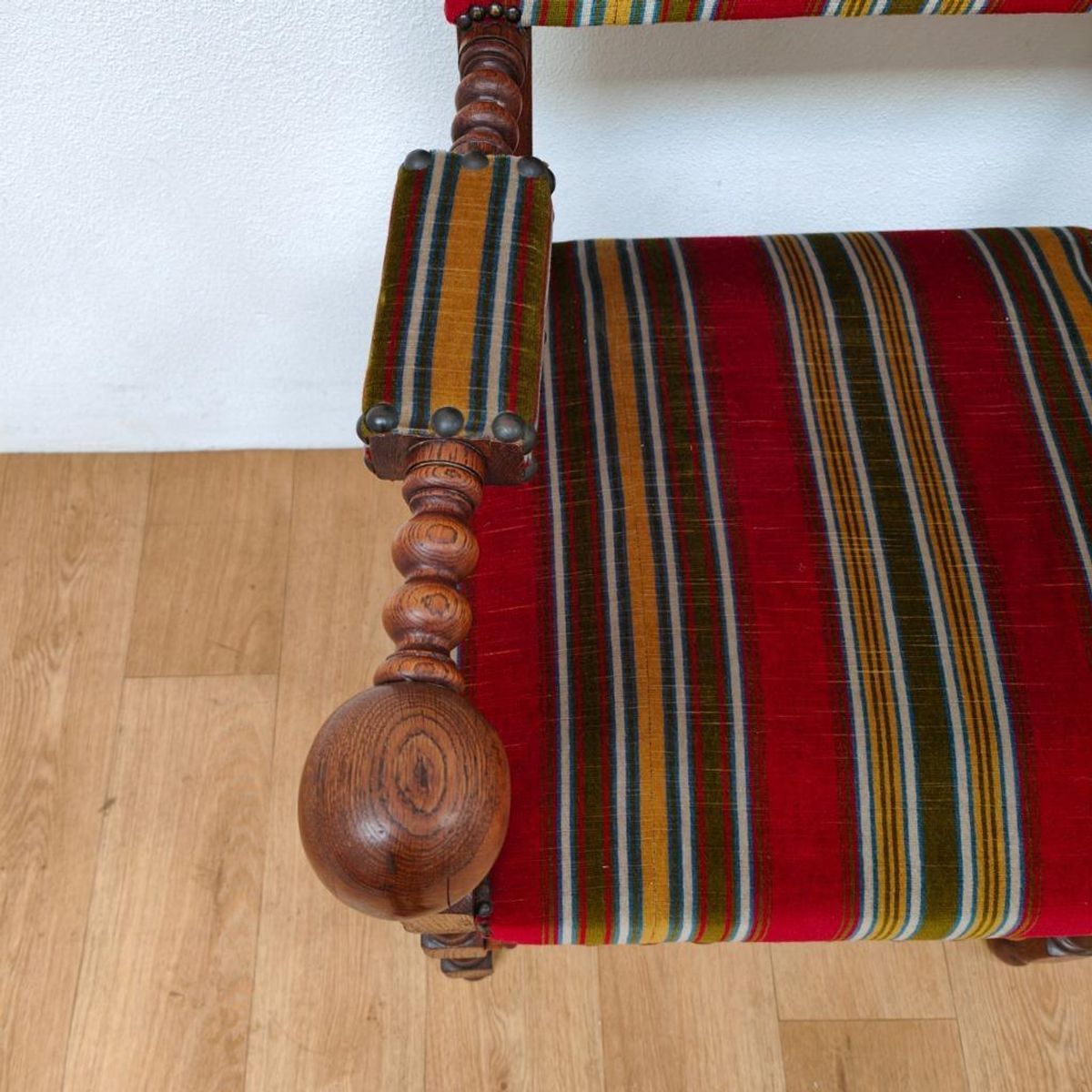 Antieke Vintage Franse Eikenhouten Bank, Halbank Eetkamerbank image 8