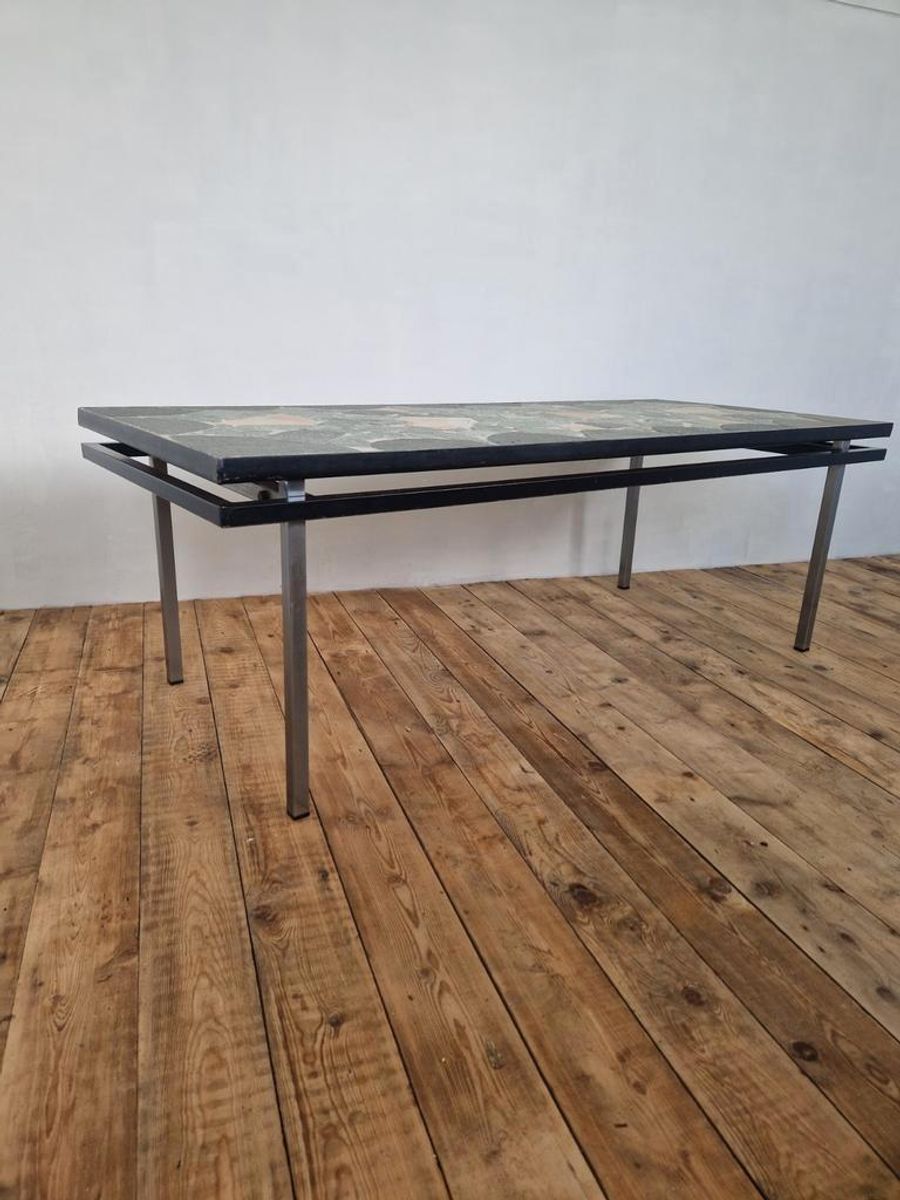 Mid Century Natuurstenen Tafel Met Zwevend Blad Design image 4