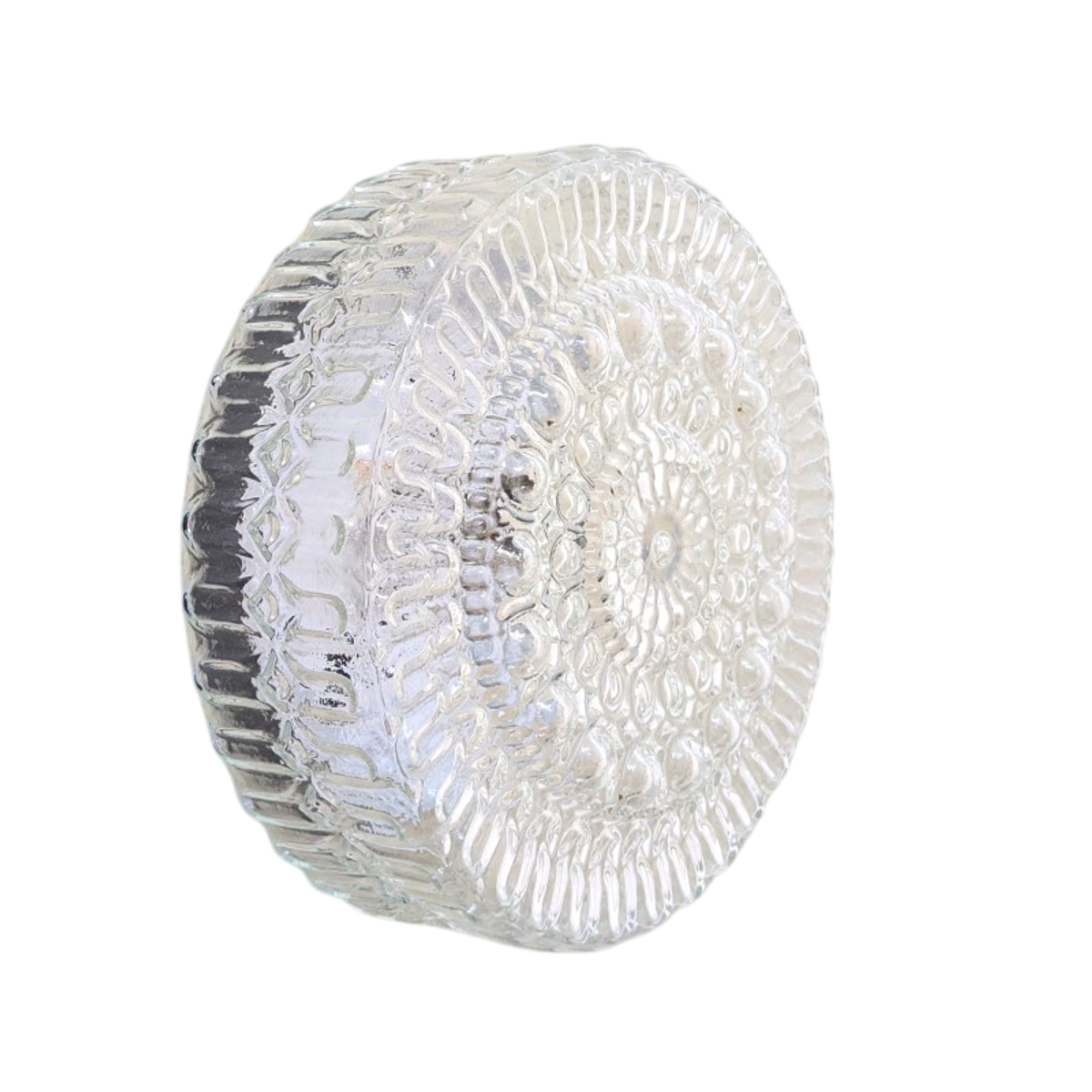 Vintage Ronde Glazen Plafonnière / Plafondlamp – Jaren 60/70 - (kh34) image 5