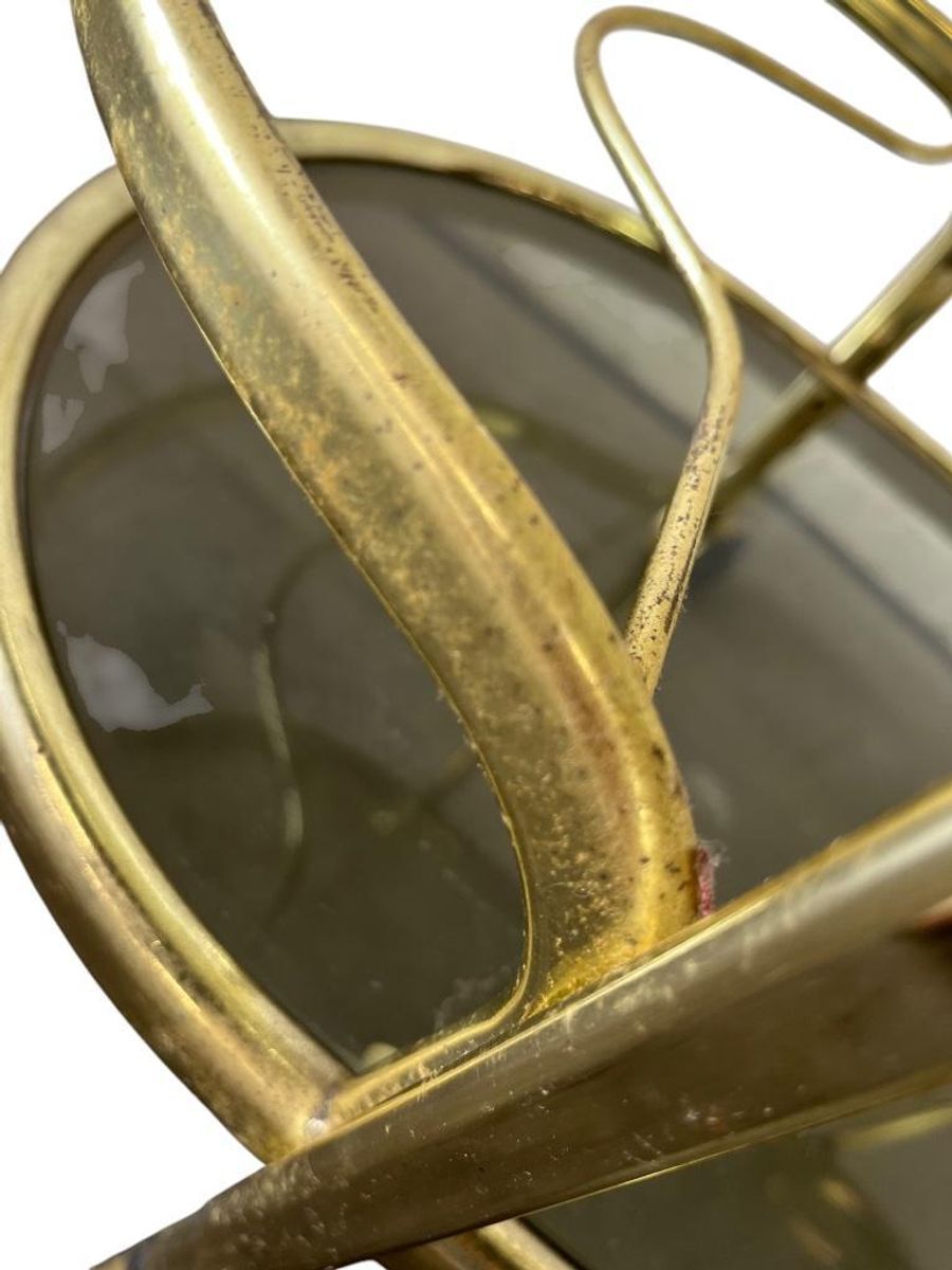 Vintage Gouden Barcart / Bijzettafeltje Met Fumé Glas image 9