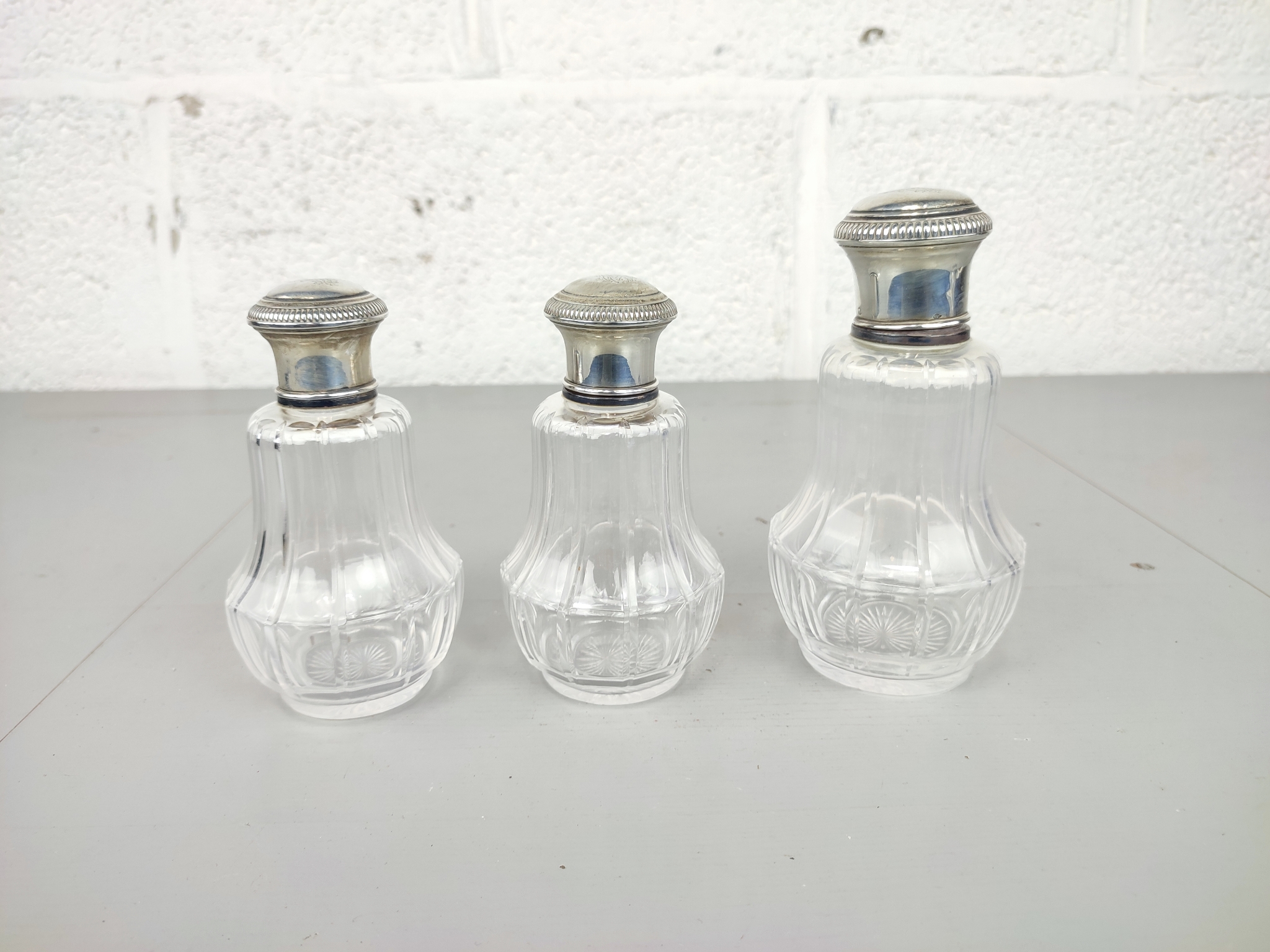 Antieke Parfumset Glas & Zilver image 4