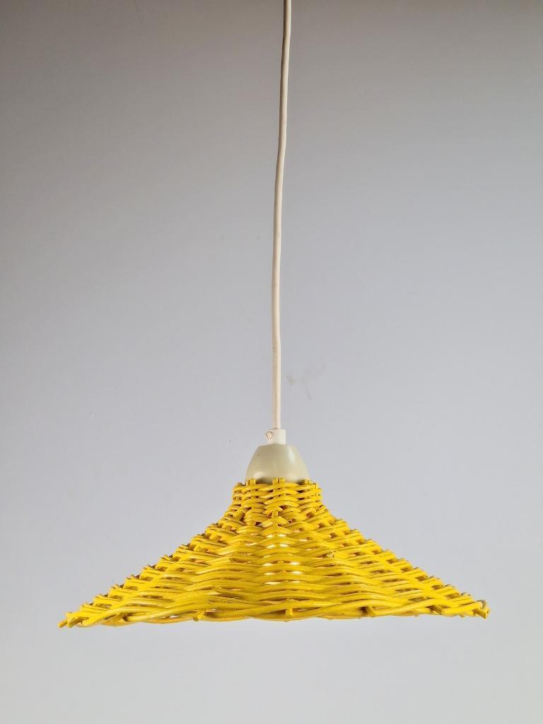 Vintage Riet Rotan Geel Hanglamp Scandinavisch ’60 Boho Lamp image 3