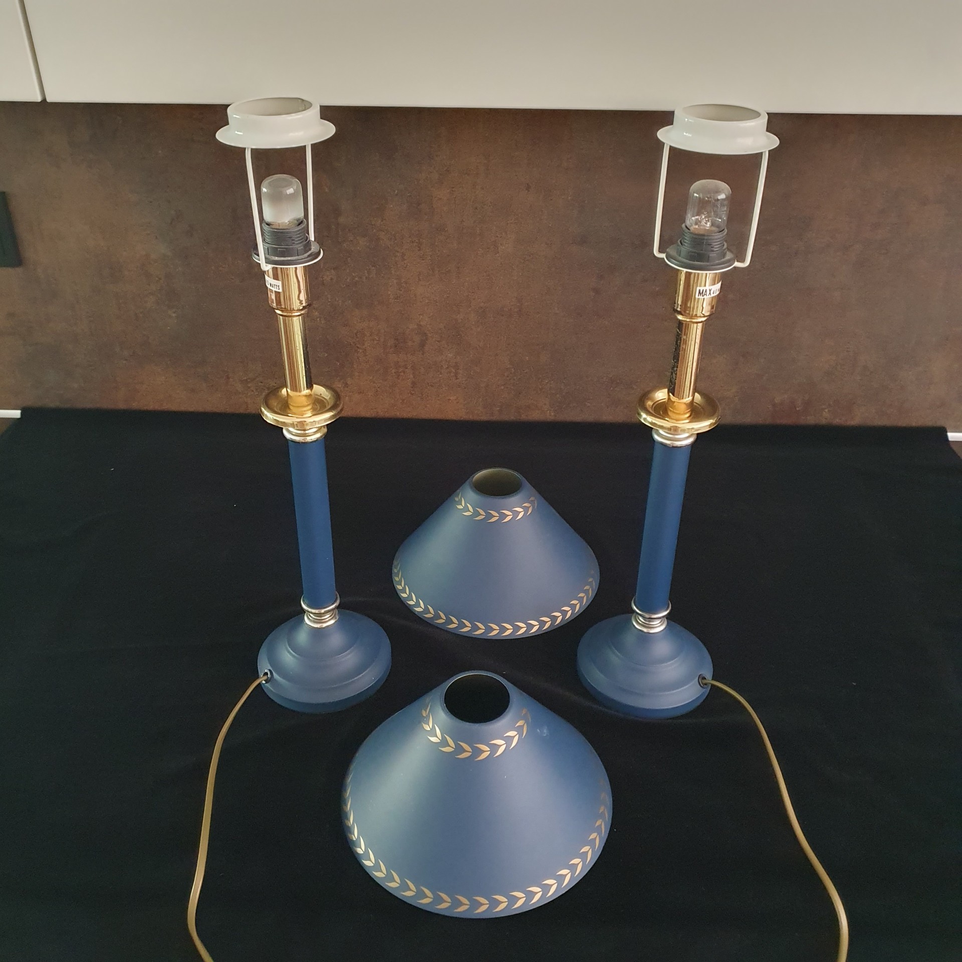 Tafellamp - Bedlamp - Kastlamp - Blauw - Metaal - Met Kap - 2 Stuks. image 2