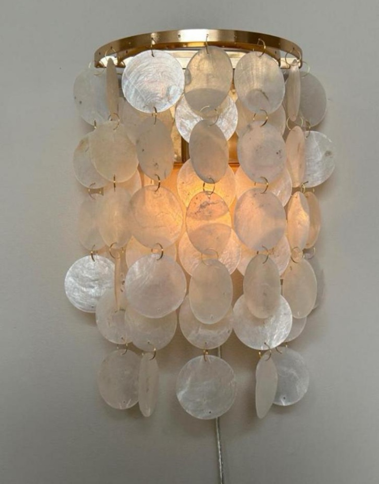 10beschikbaar ! Capiz Schelpen Wandlampen Lamp Goud Frame image 2