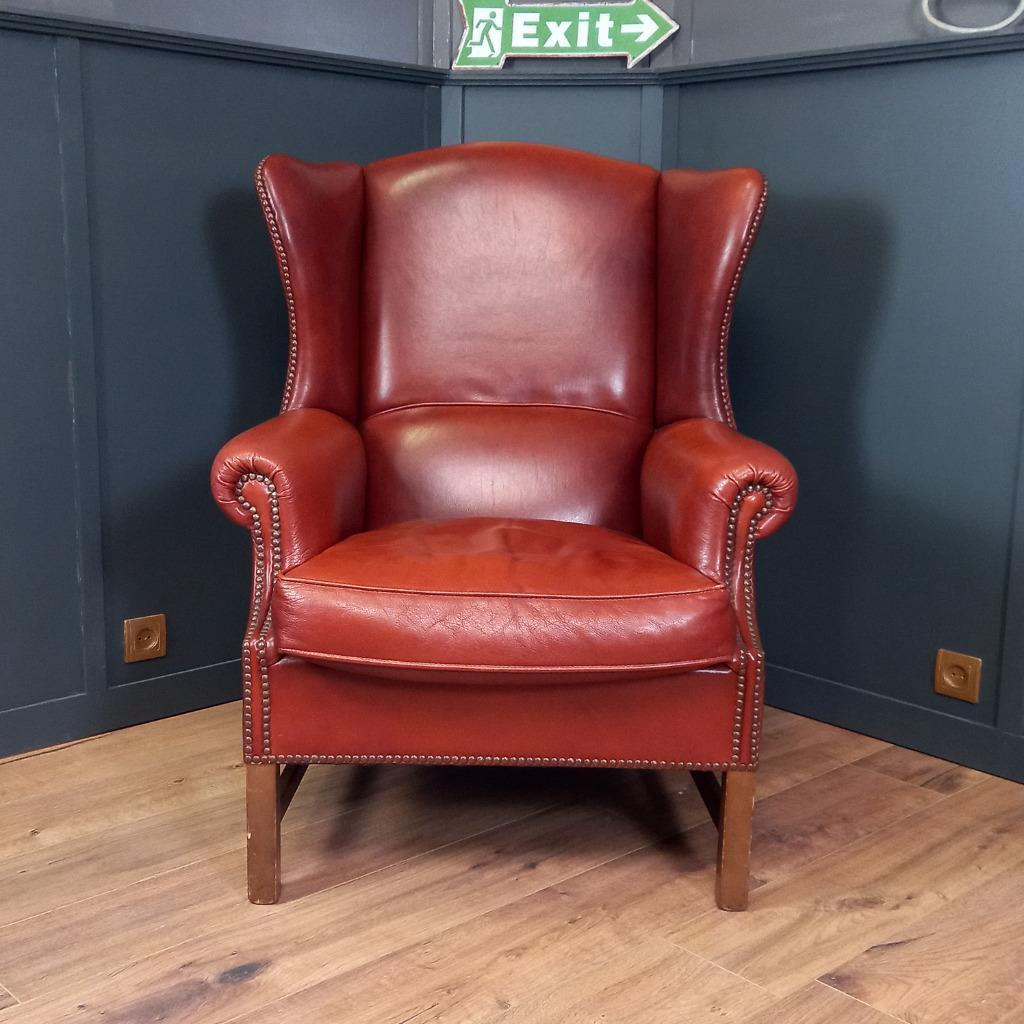 Grote Schapenleren Vintage Engelse Oorfauteuil image 2