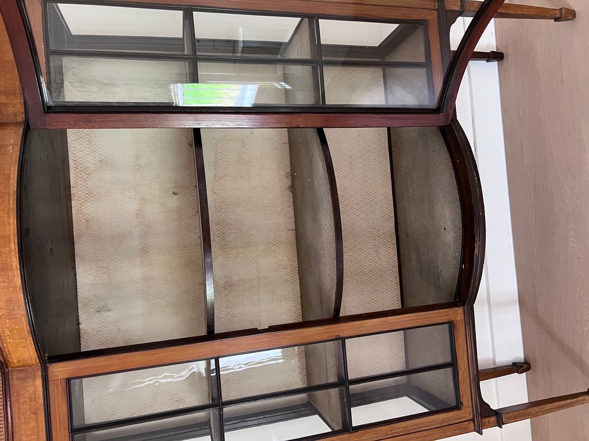 Antiek Engels Mahonie Vitrinekast Met 1 Deur, Met Bol Glas, 122 Cm Breed image 6