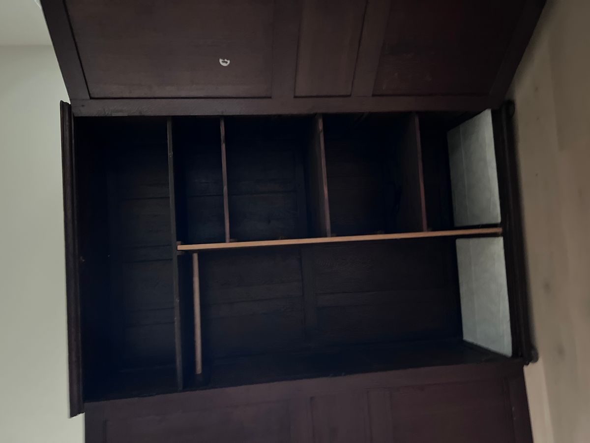 Antiek Engels Eiken Kledingkast/ Hang/ Leg Kast, image 6