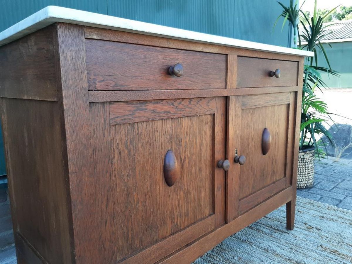 Art Deco Kastje Jr 20 Eiken Commode Wastafelkastje Dressoir image 11