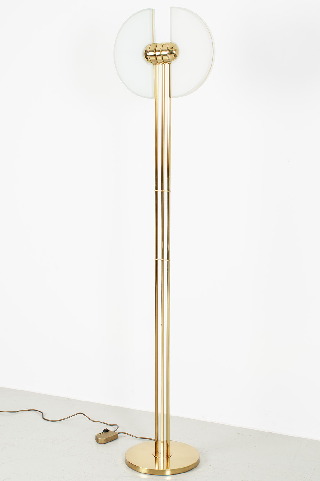 Messing Vloerlamp Met Matglazen, Verstelbare, Kappen 70297 image 2