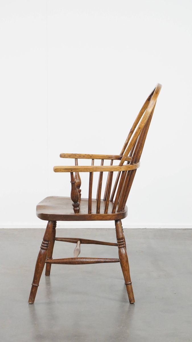 Leuke Antieke Engelse Windsor Stickback Chair Uit De 19e Eeuw Gemaakt Van Iepenhout image 5