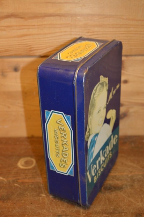 Donkerblauw Verkade Koekblik Met Meisje Met De Strik – Nostalgisch Design image 4